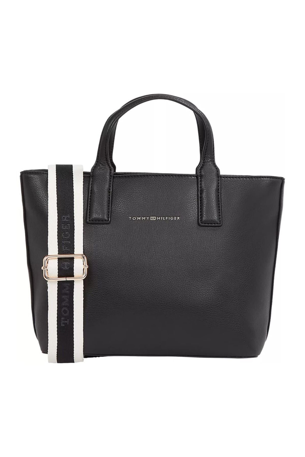 Tommy Hilfiger Kadın TH Logotape Mini Tote El Çantası - Siyah
