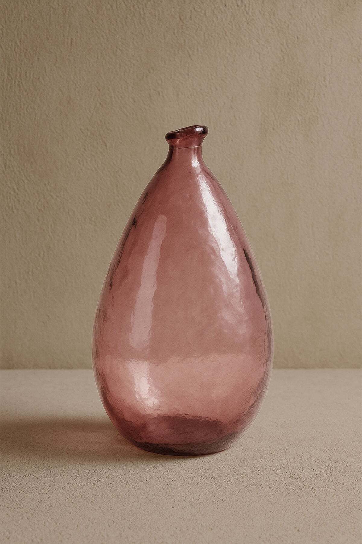 Barine Balon Şeklinde Cam Vazo 25x47 cm Pembe