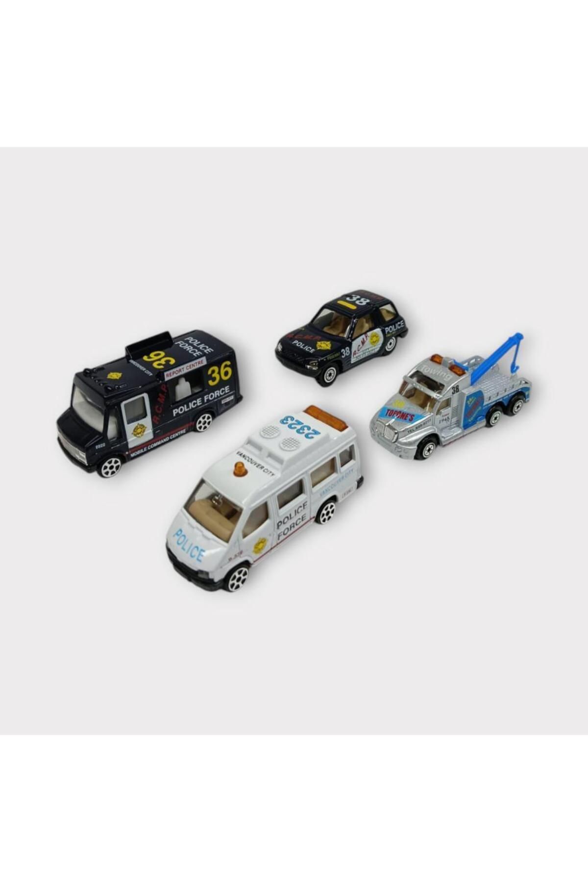 S PAZARIM Maxx Wheels 4 Lü Metal Araç Seti - Polis Araçları