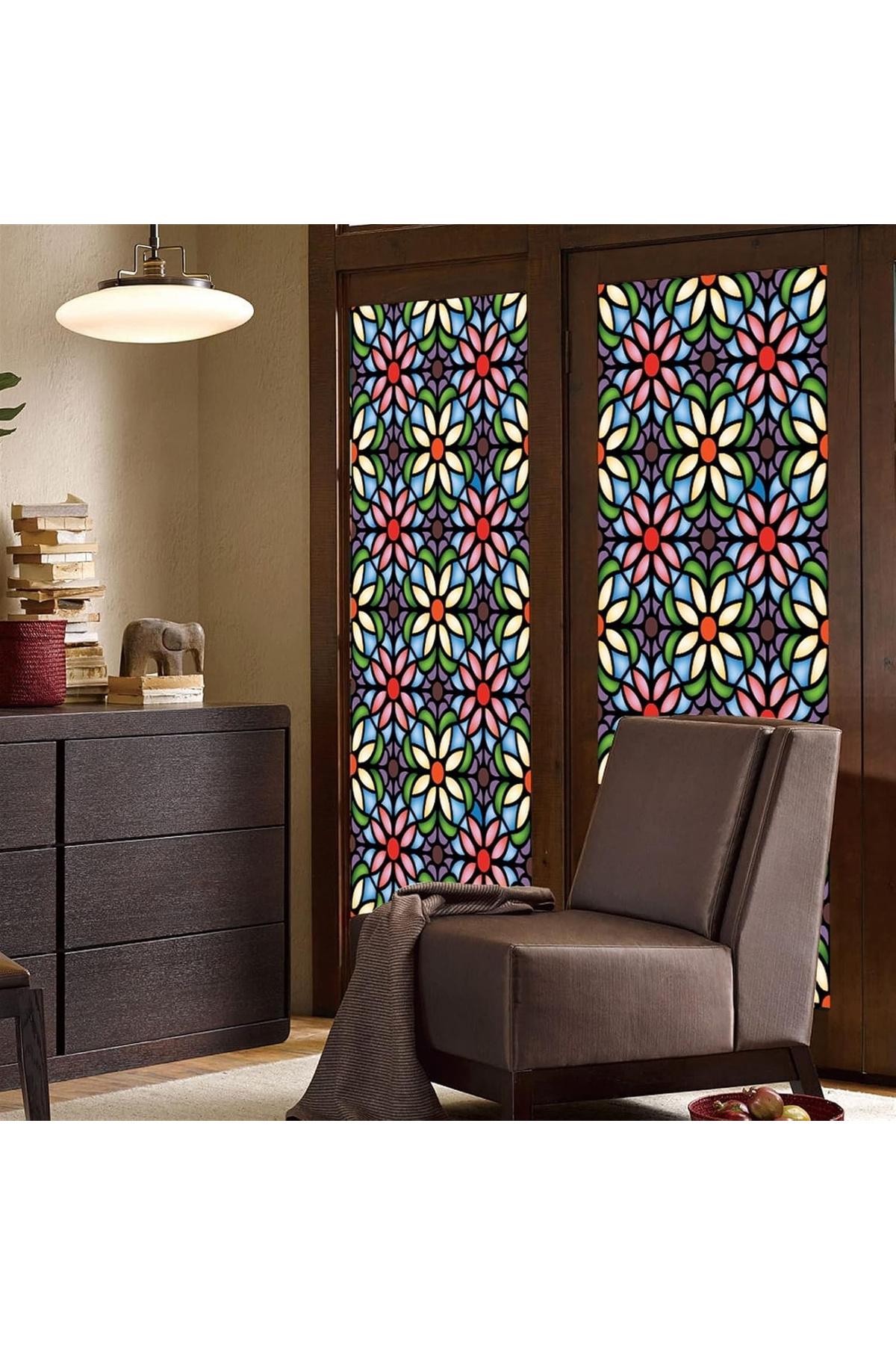 MaffStuff-Solar Protection and Privacy Window Film, Stained Glass Effect, Kaleidoscope Pattern 12