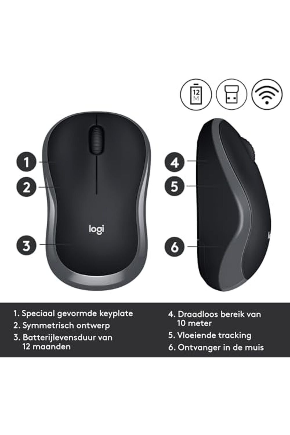 logitech-M185 Wireless Mouse, Swift Gray 8