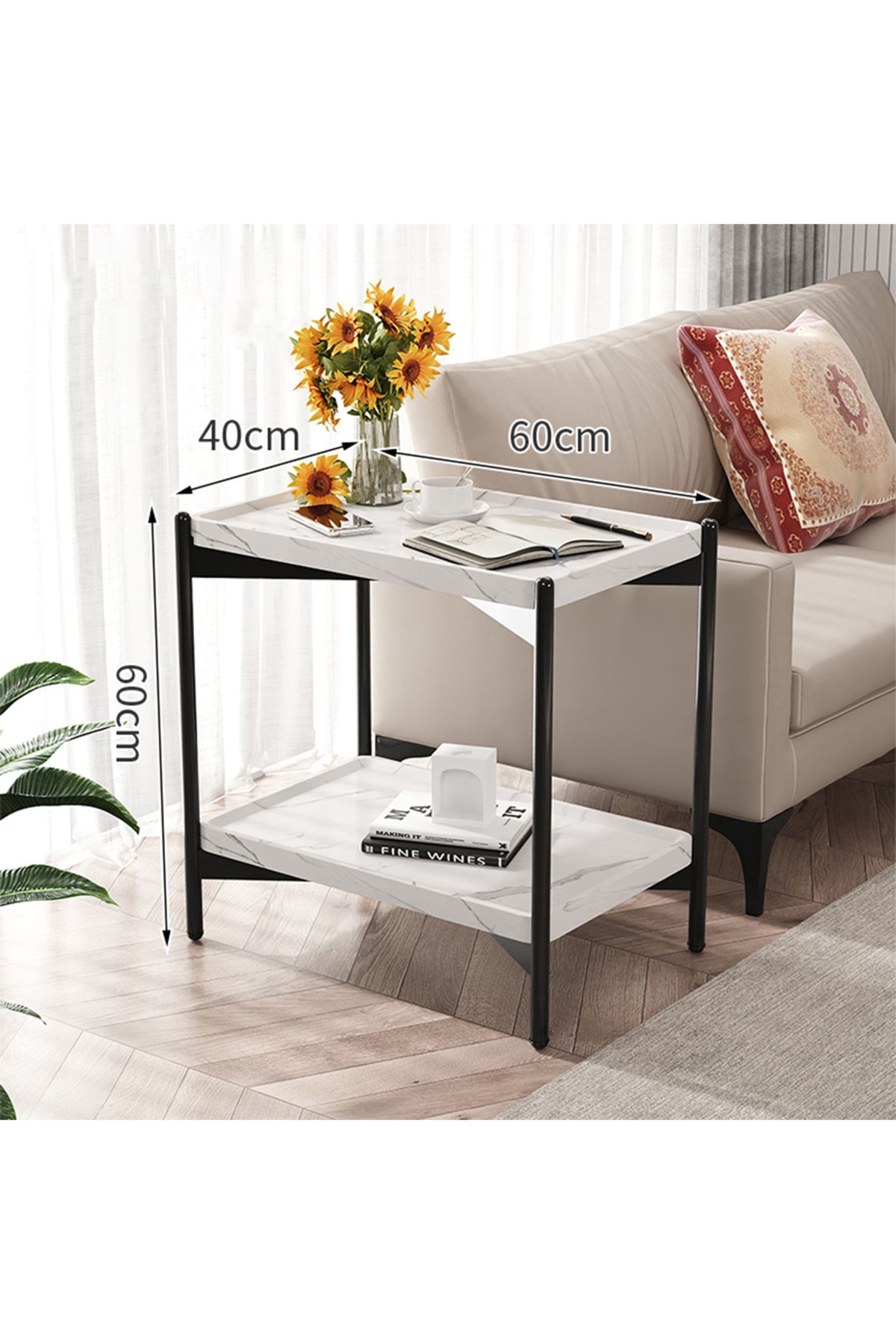 sharpdo-Modern Simple Small Apartment Double-Layer Square Coffee Table 1