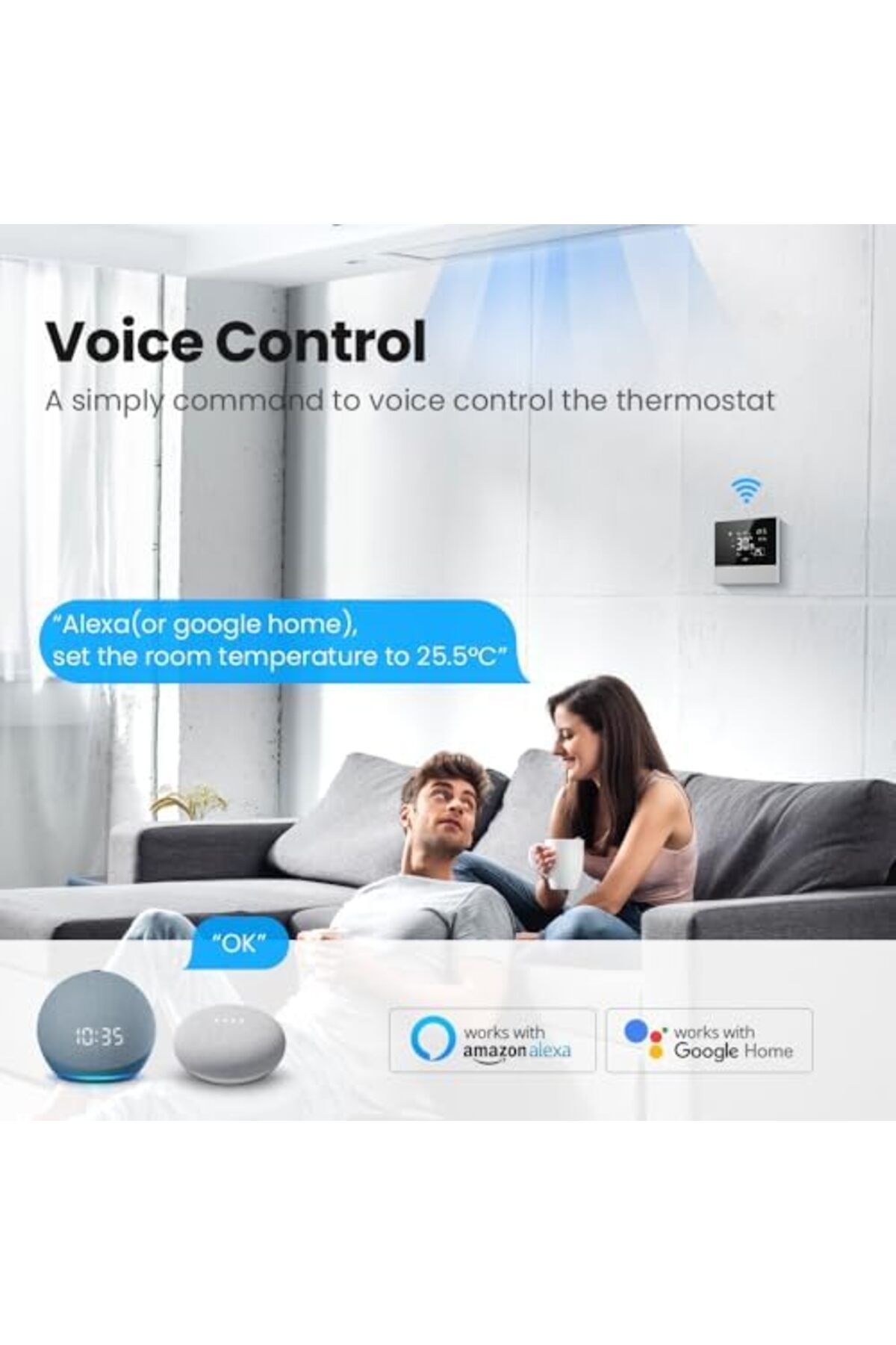 UanTii-Smart Thermostat Tuya Wifi Thermostat for HVAC Central AC, Smart AC Controller, 2 Pipe, Smart 5