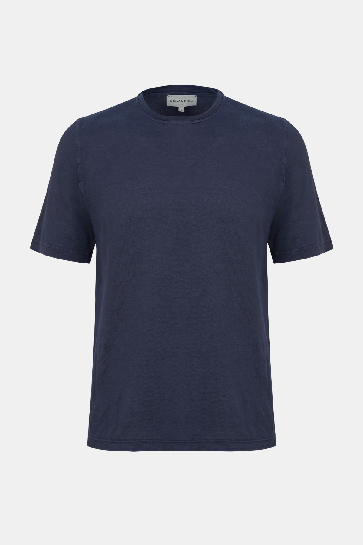 Edwards Erkek Mavi Bisiklet Yaka Keten T-Shirt
