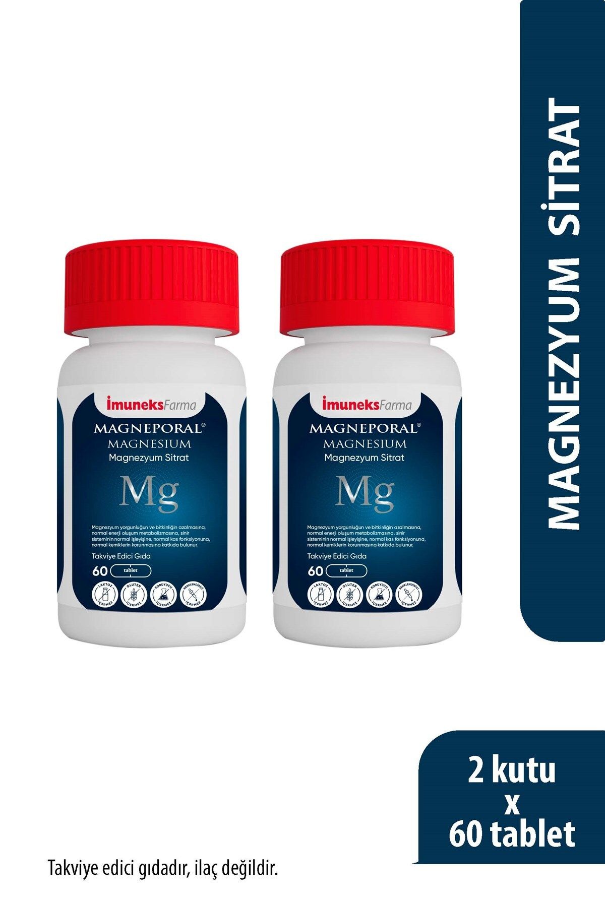 Imuneks Farma Magneporal Magnezyum 200 mg 60 Tablet x 2 Adet
