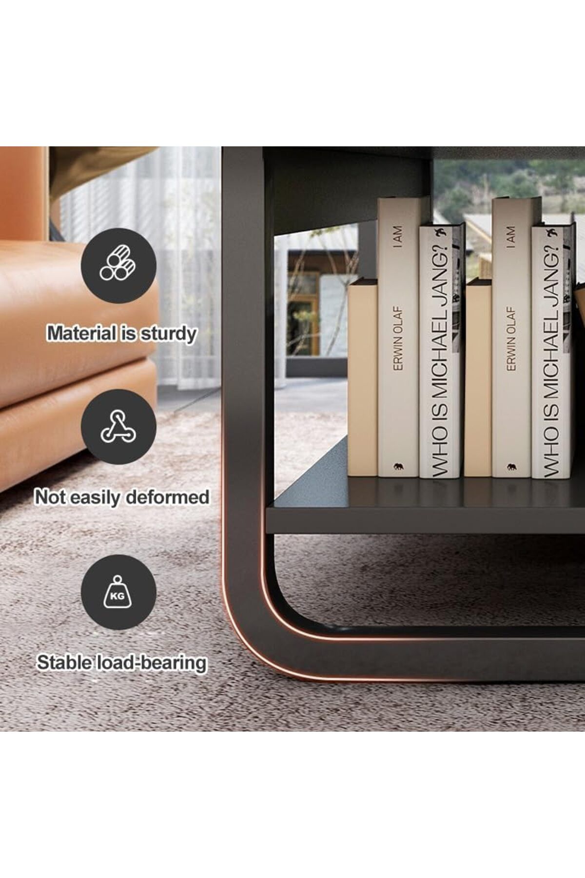 Generic-Rectangle Coffee Table, Double-Layer Side Table Next to The Sofa, Suitable for Small Tea Table and S 6
