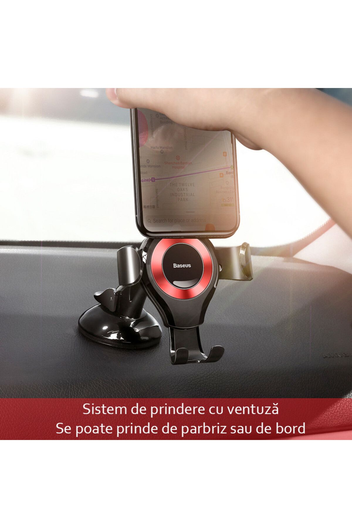 Baseus-Suport pentru bord / parbriz auto - Baseus Osculum (SUYL-XP09) - Negru Roșu 5