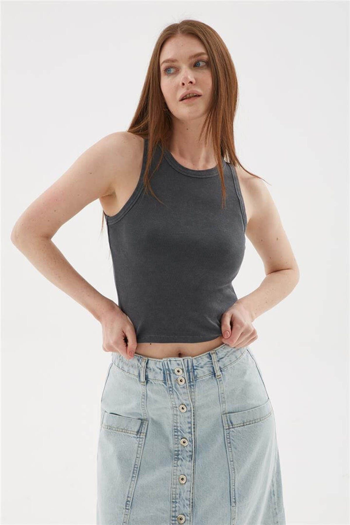 Fashion Friends Halter Yaka Atlet Gri