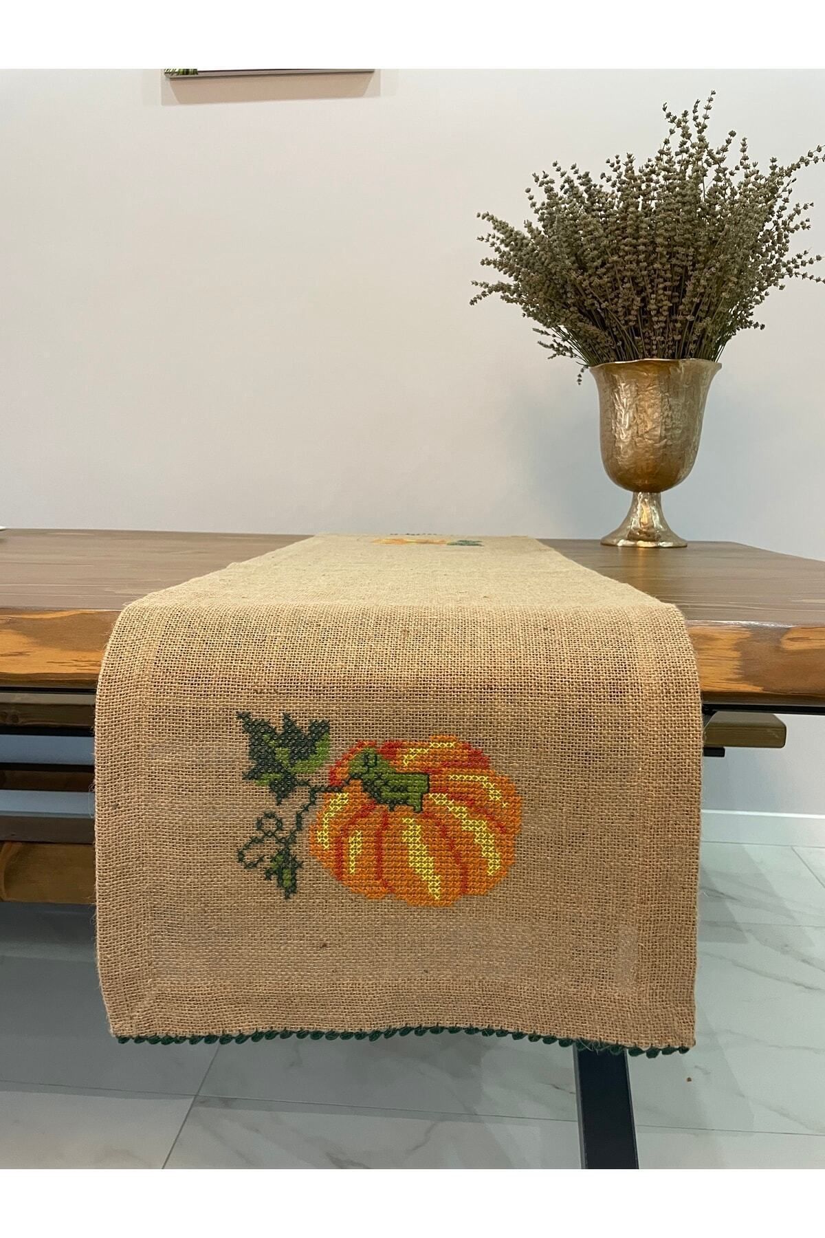 Elioure El Nakışlı Dekoratif Runner - Pumpkin Hh045, doğal renk, şık ve zarif tasarım