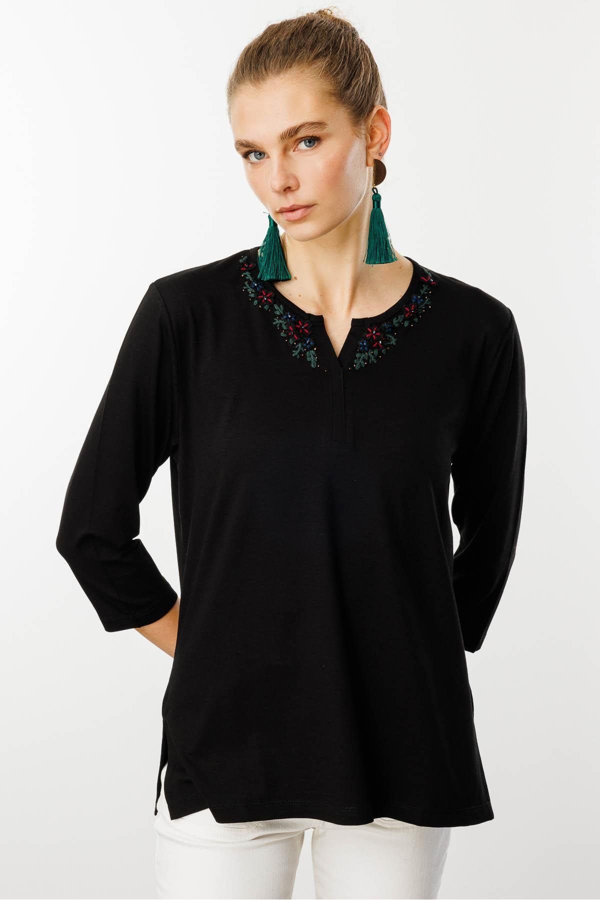 Desen Triko Desen Kadın T-Shirt DSN24752