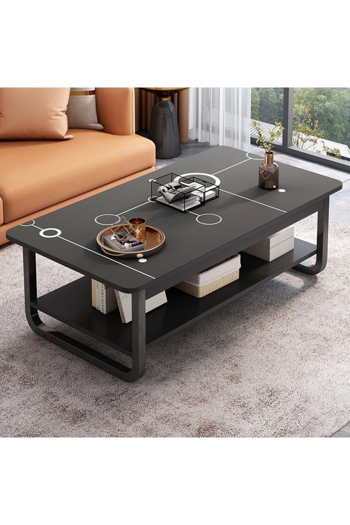 Generic-Rectangle Coffee Table, Double-Layer Side Table Next to The Sofa, Suitable for Small Tea Table and S 7