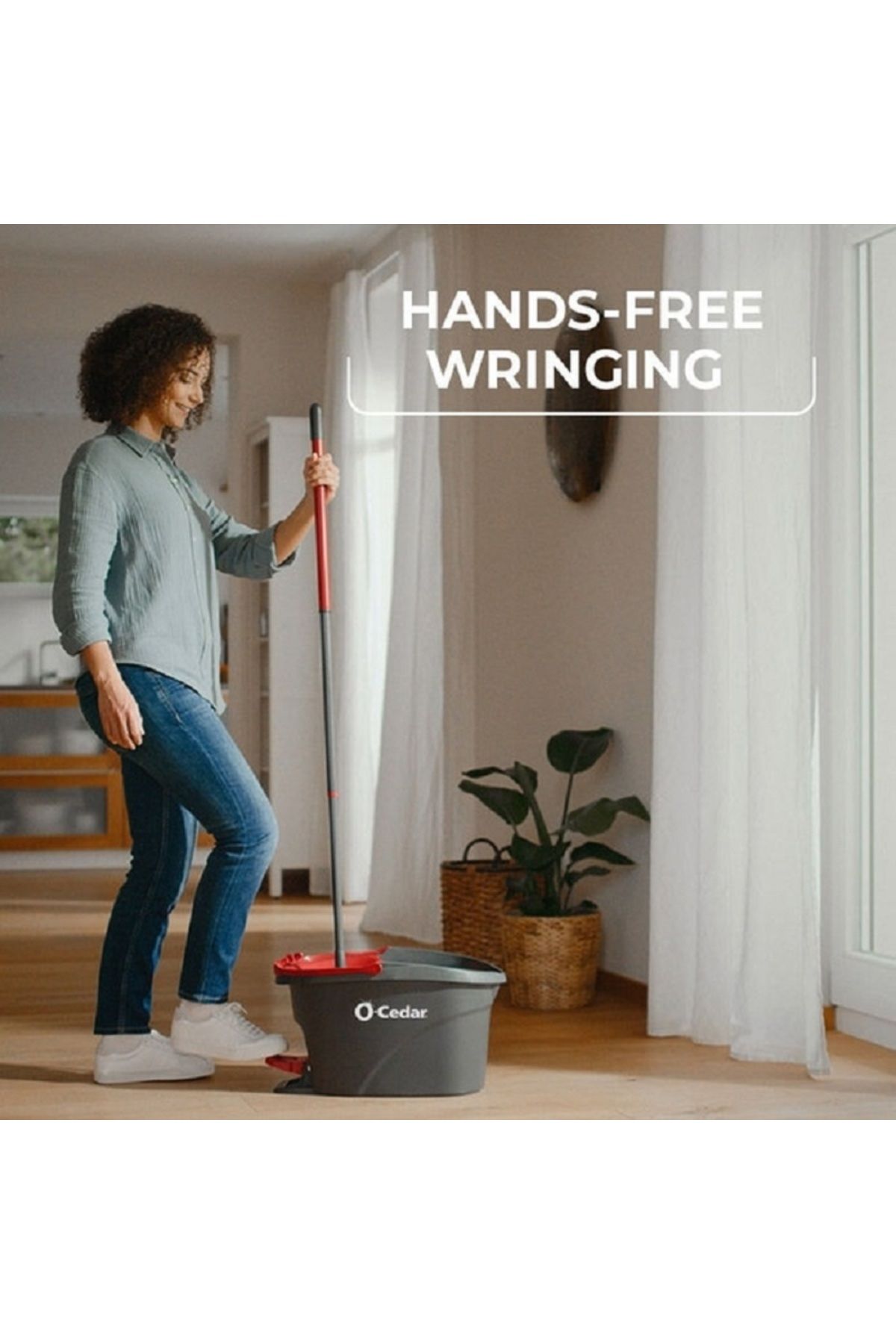 rexa-EasyWring Easy-to-Use Spin Mop and Bucket System Grey and Red 3