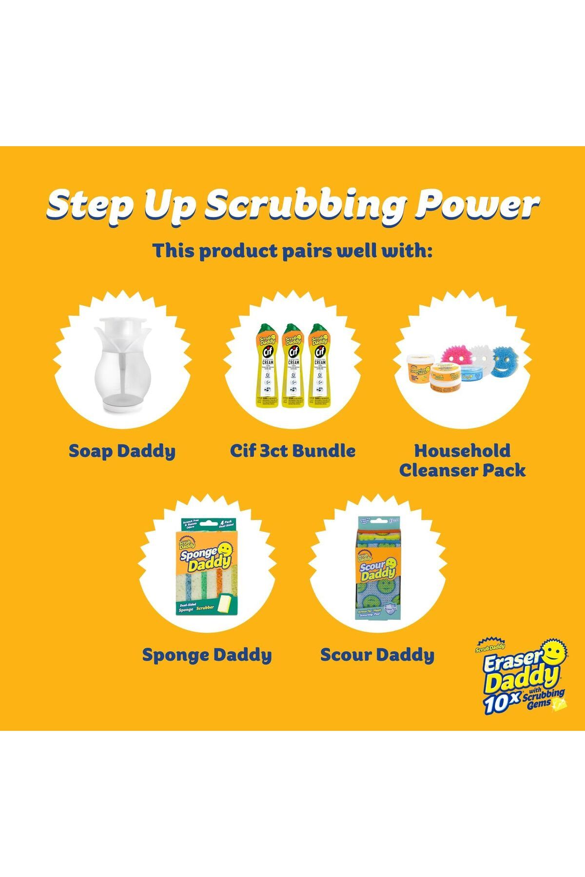 Scrub Daddy-Eraser Daddy With Scrubbing Gems Lasts 10X Longer Set Of 2 Assorted 9