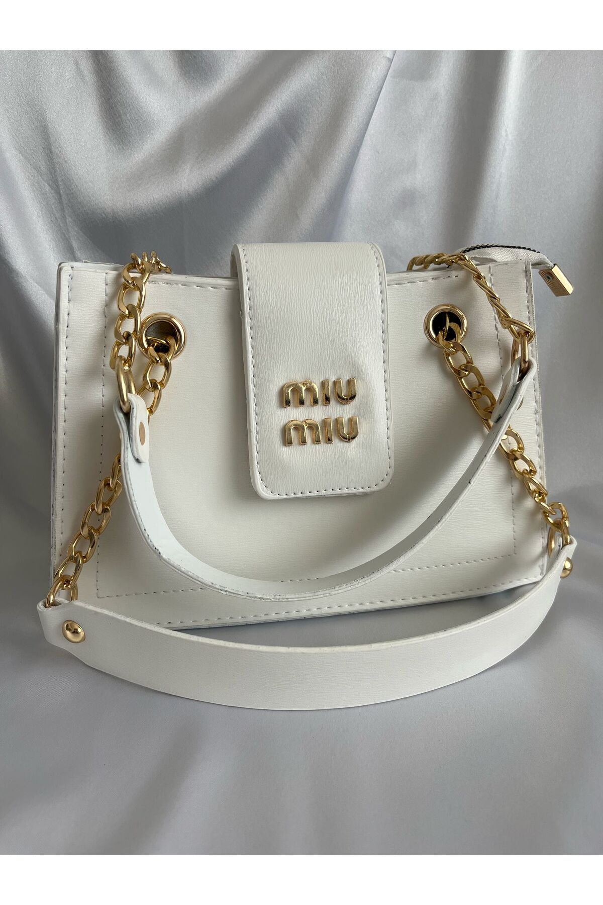ÇANTA-Metallic Gray Gold Detail Stylish Women's Bag 4