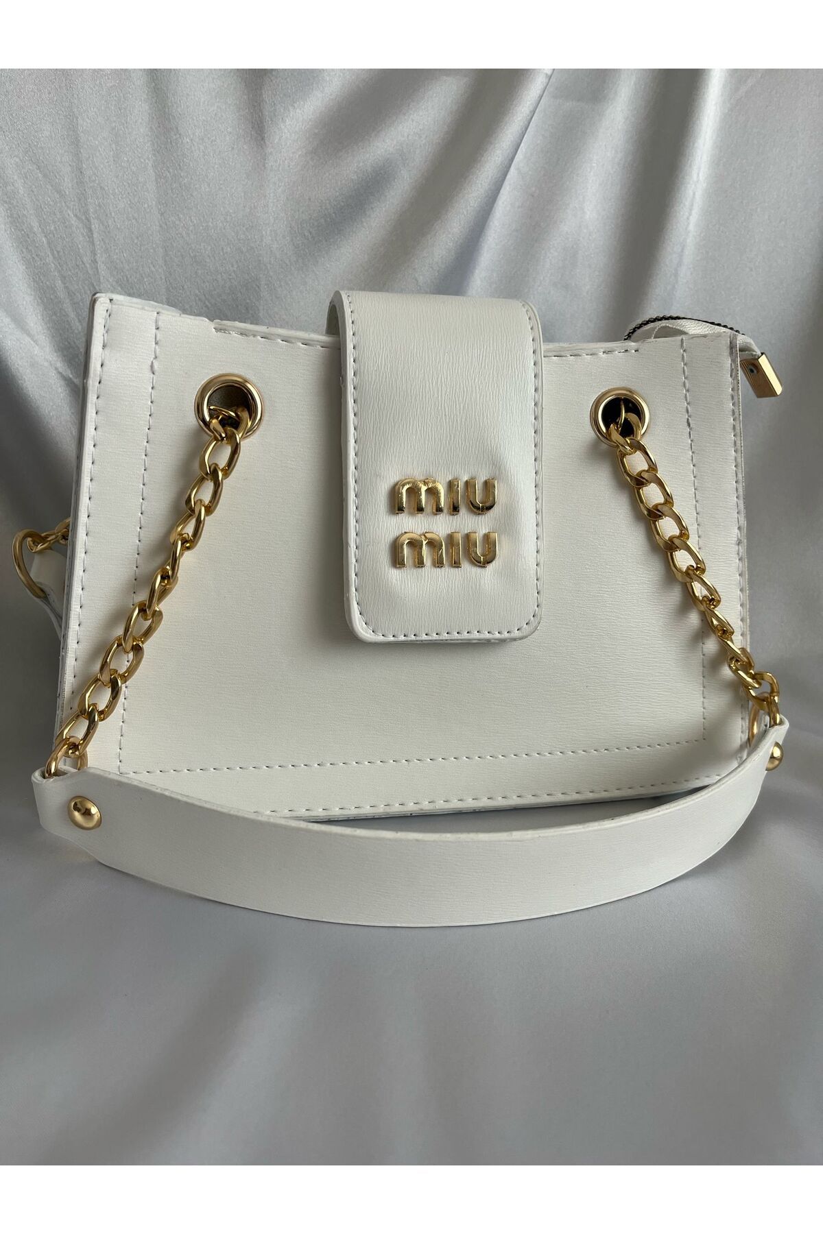 ÇANTA-Metallic Gray Gold Detail Stylish Women's Bag 1