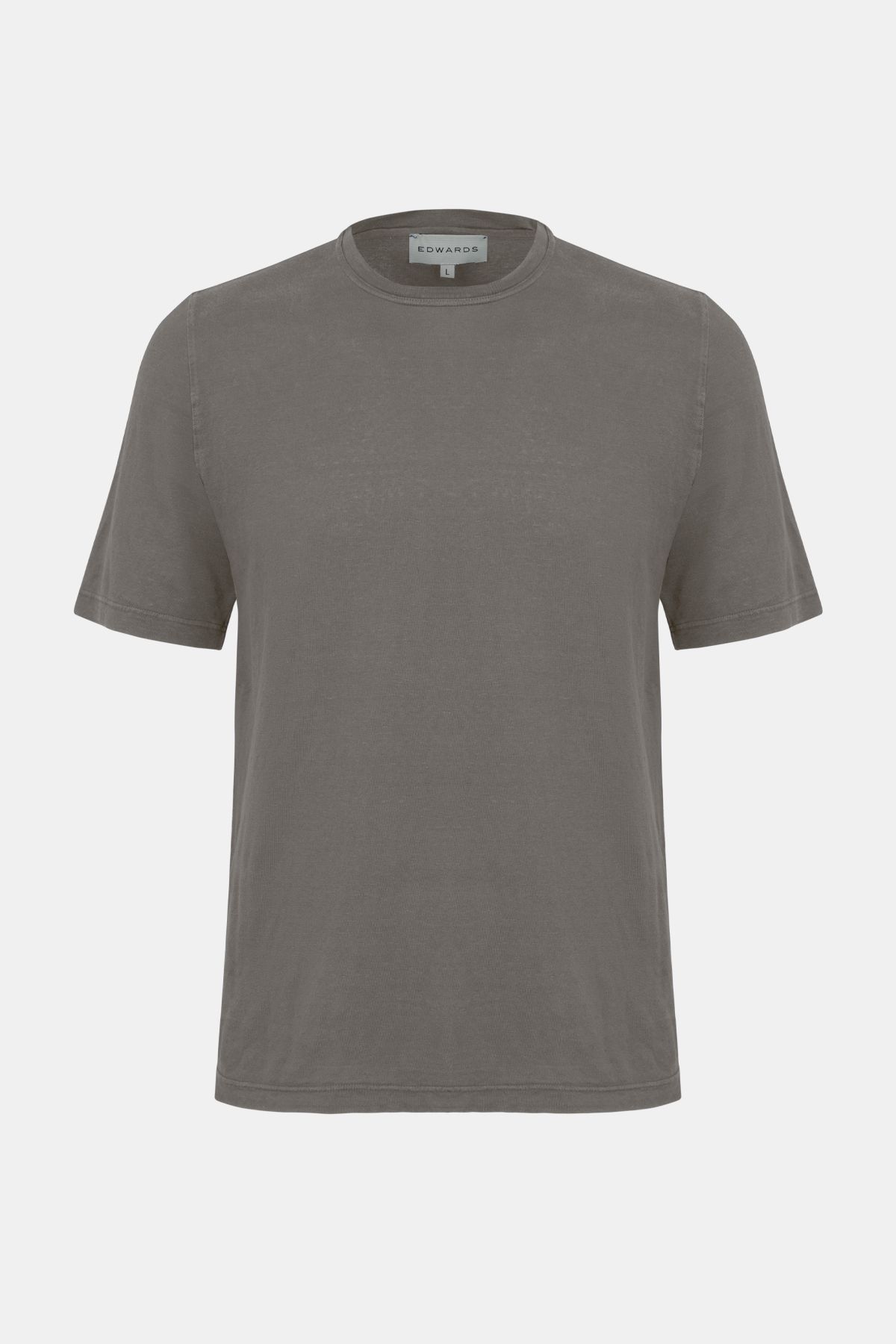 Edwards Erkek Bej Bisiklet Yaka Keten T-Shirt