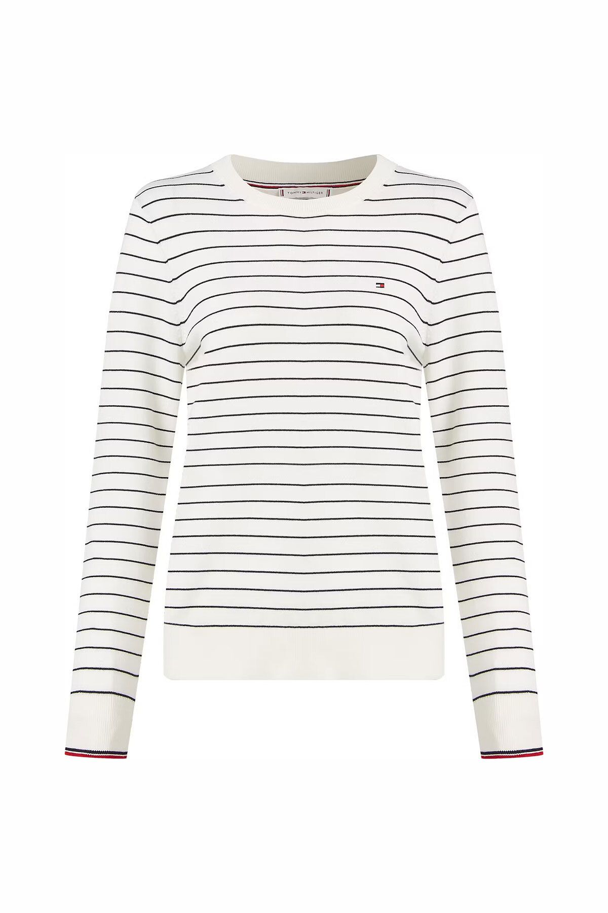 Tommy Hilfiger Kadın Co Jersey Stitch Kazak - Beyaz