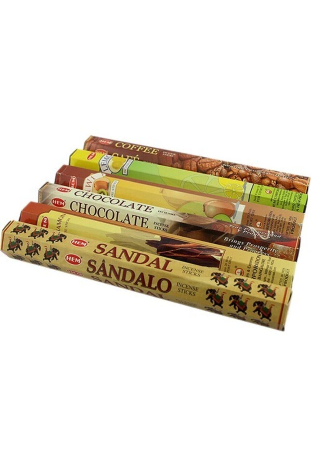 Elioure Karışık 6 Koku Tütsü Seti, 120 Adet, Kahve, Tarçın, Sandal, Çikolata, Kivi, Limon