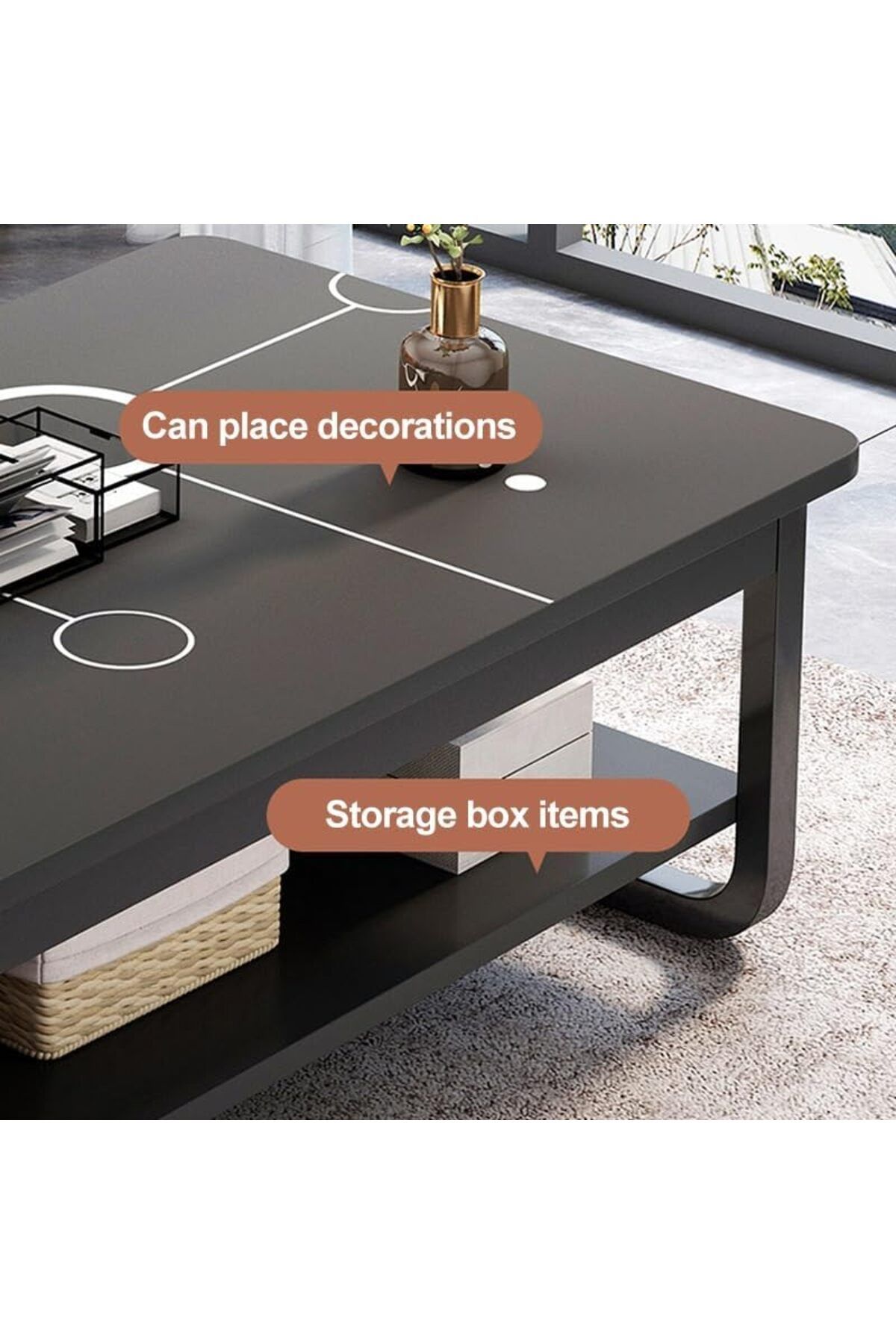 Generic-Rectangle Coffee Table, Double-Layer Side Table Next to The Sofa, Suitable for Small Tea Table and S 5
