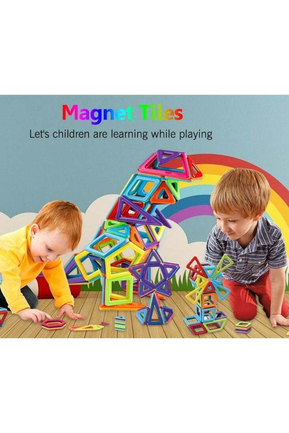 COOYA-Magnetic Building Blocks for Toddlers & Kids Set, Colourful and Durable 3D Building Blocks, 68 Pcs 6