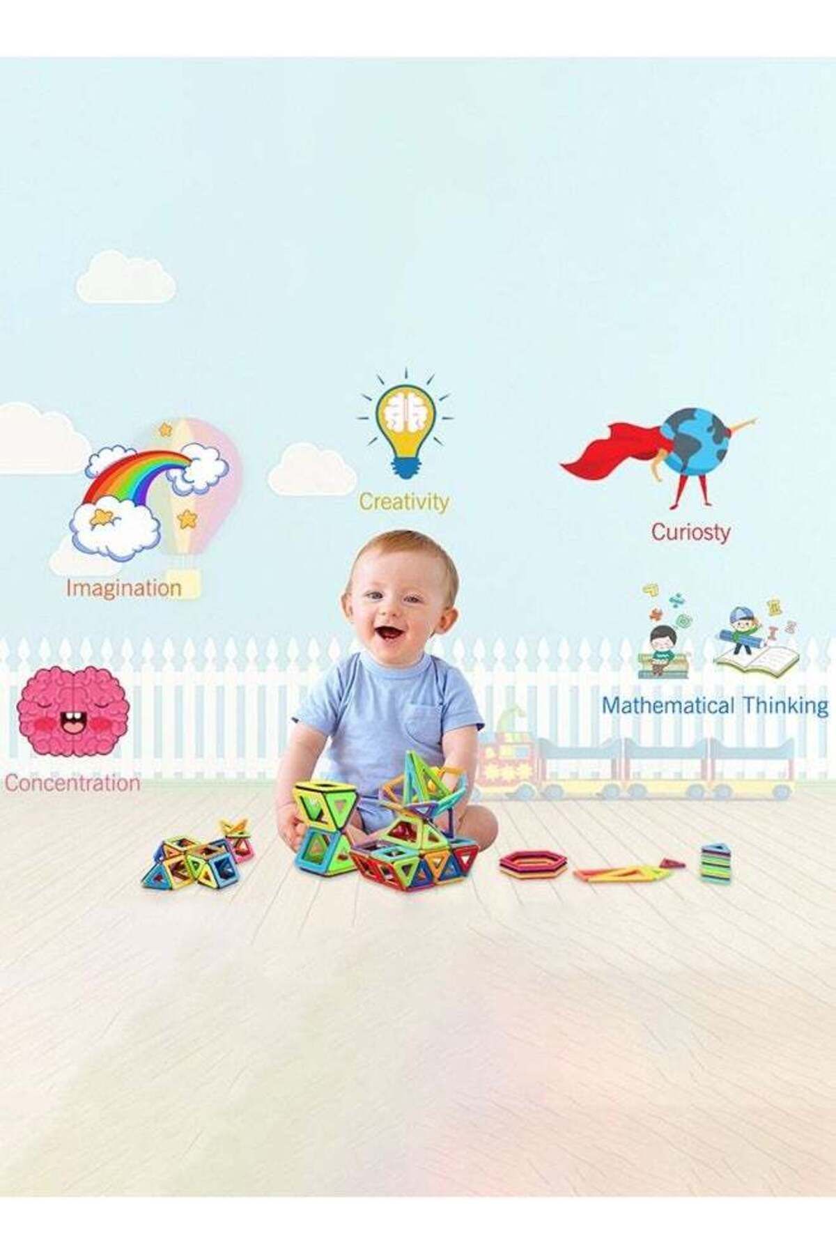 COOYA-Magnetic Building Blocks for Toddlers & Kids Set, Colourful and Durable 3D Building Blocks, 68 Pcs 7