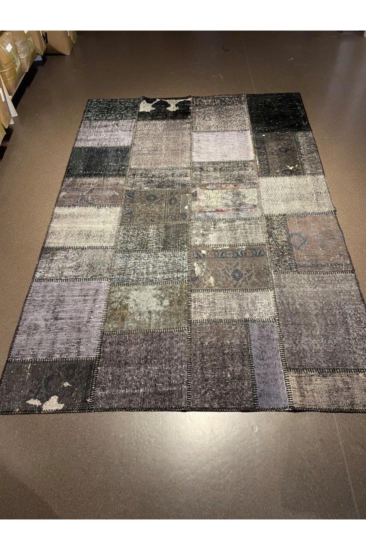 KOZZY HOME Patchwork El Yapımı Yün Halı Vintage El Dokuma %100 Kök Boya Klasik Desenli Modern Halı (NO-184)
