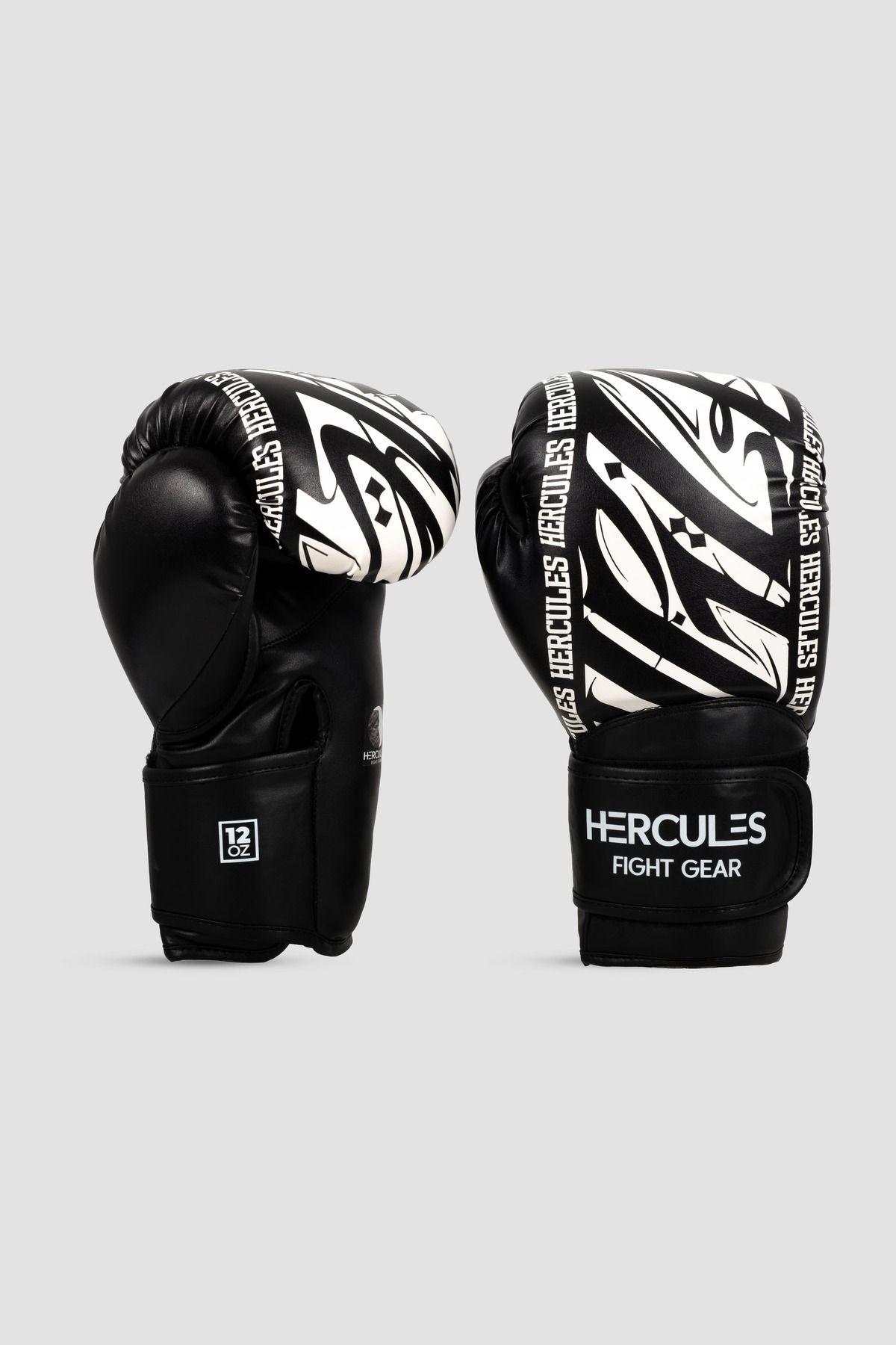Hercules Fight Gear Desenli Siyah Beyaz Boks, Kickboks Eldiveni - Profesyonel Antrenman İçin