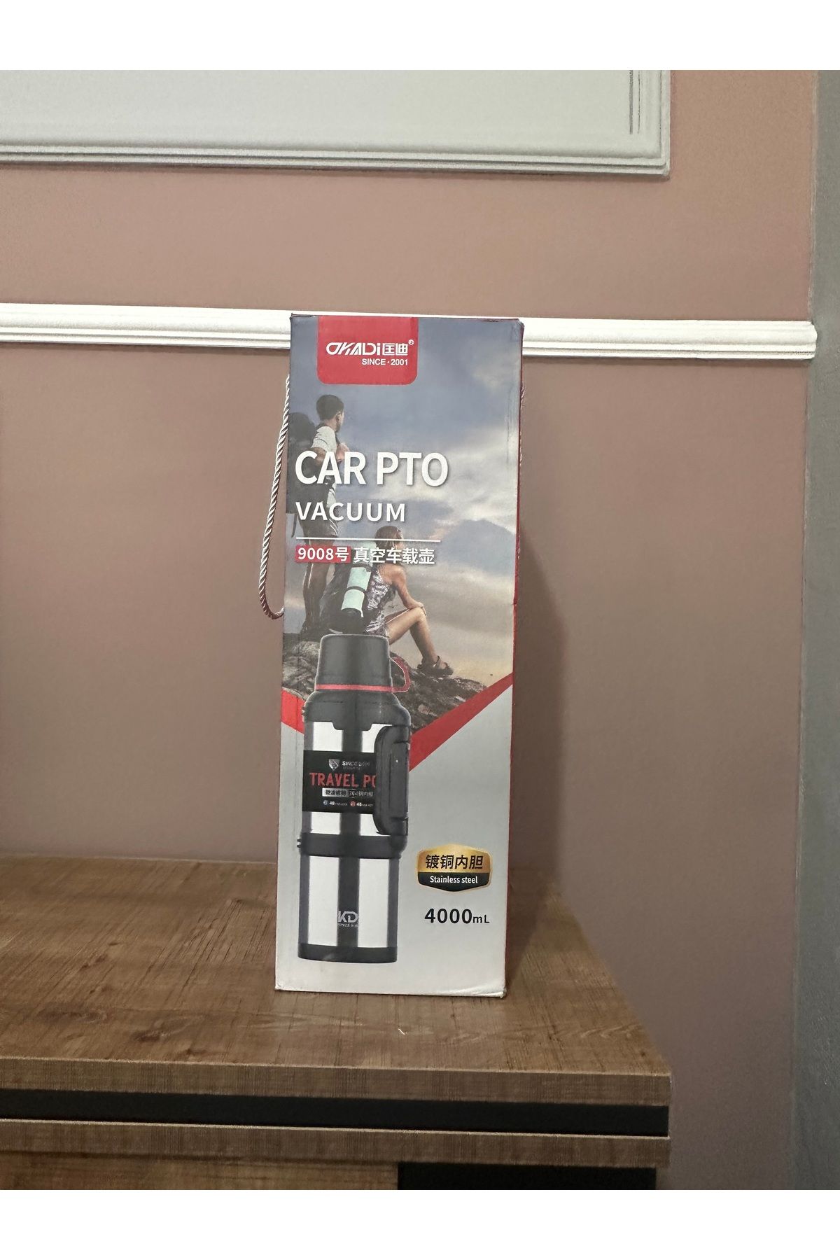 fatwell Car Pto 4 Litre 1 Adet Paslanmaz Çelik Dağcı Vacuum Termos Gri