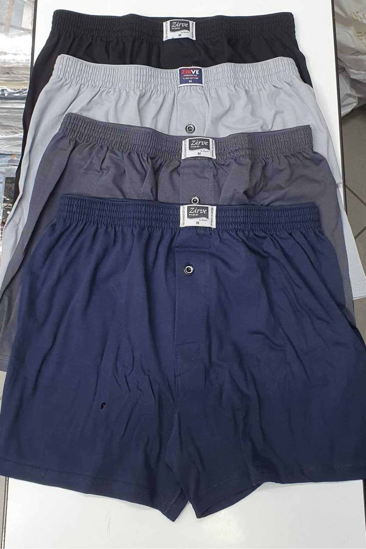 Zirve 4 lü SİYAH GRİ LACİVERT FÜME HAVLU BEL BOXER