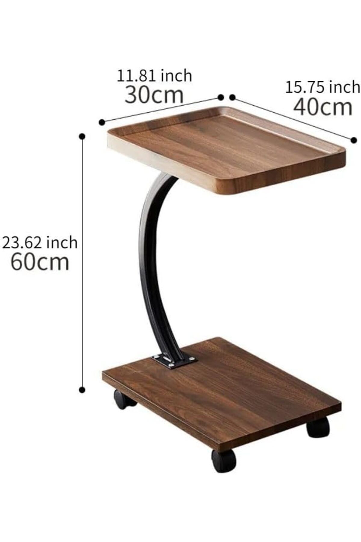 Generic-Modern Coffee Table, C-Shaped End Table with Wheels, Sofa Snack Table, End Table for Small Space, St 3