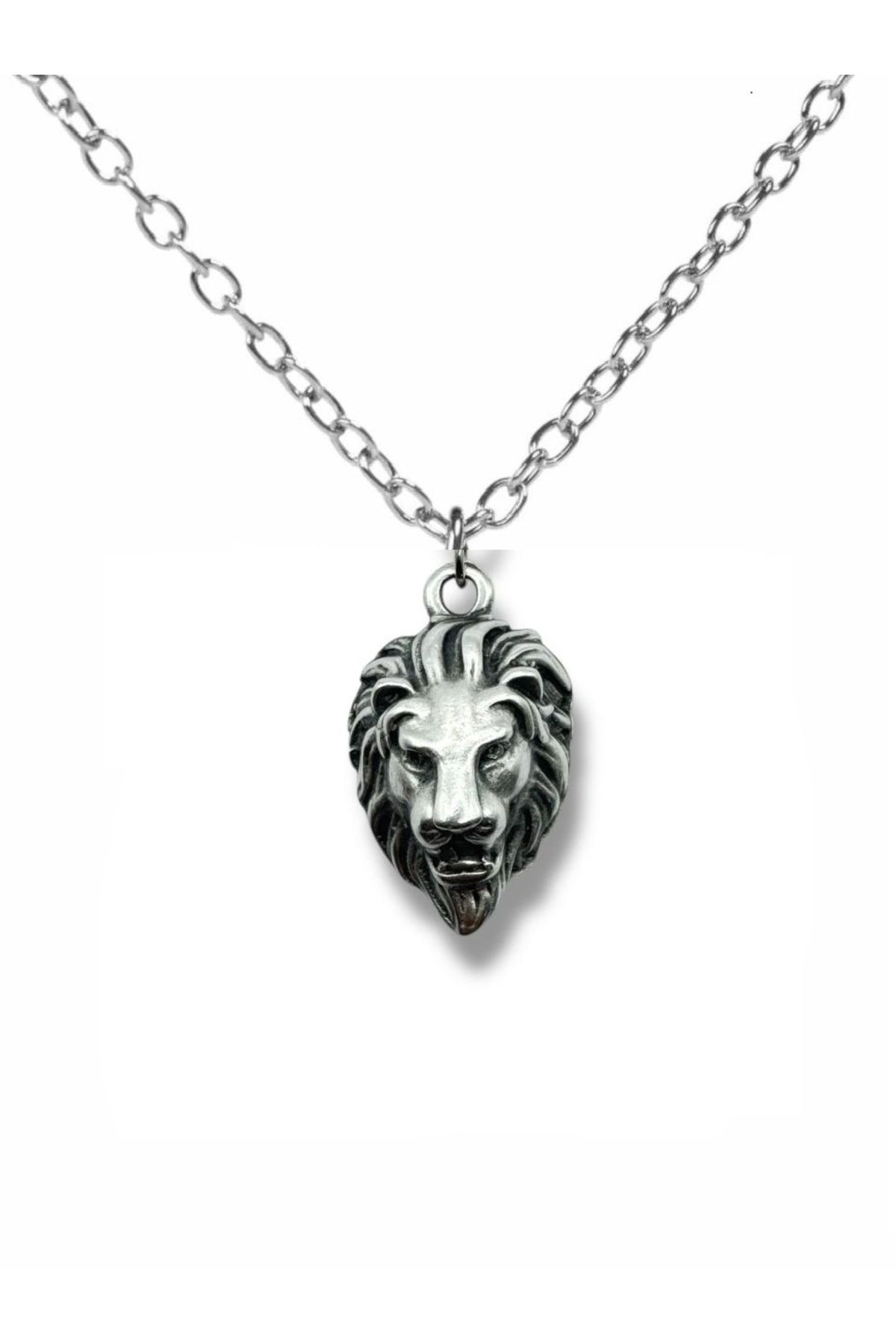 Herşey Nota Majestic Lion – Aslan Başı Figürlü Unisex Kolye (60 cm Zincirli)