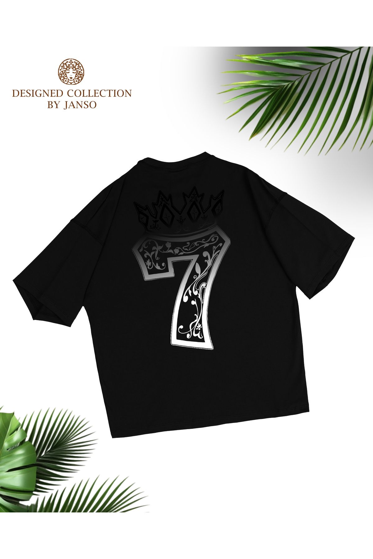 JANSO GROUP -Kadın PAMUKLU BASKLI 7 Queen TSHIRT OVERSİZE BÜYÜK BEDEN