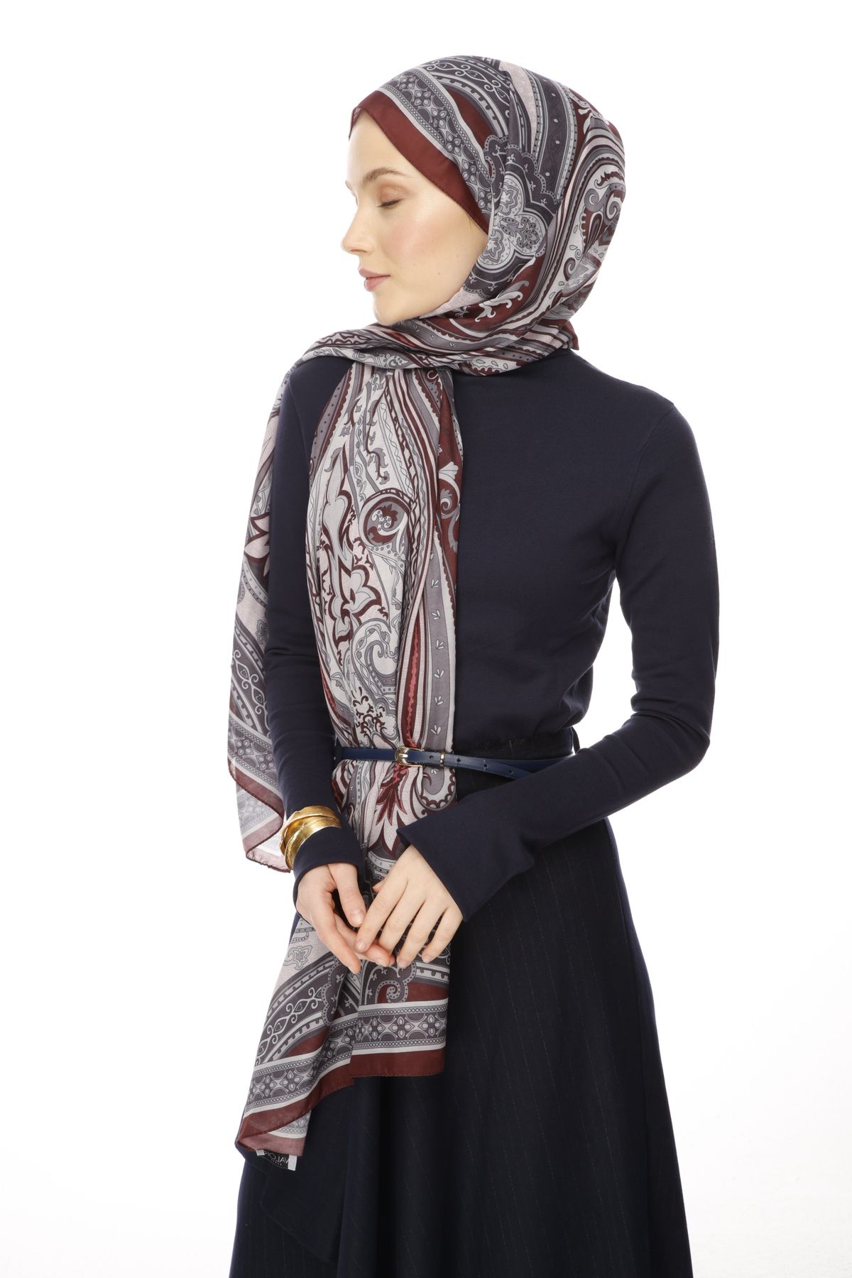 VALORSCARF RETRO DESEN ŞAL / VİŞNE