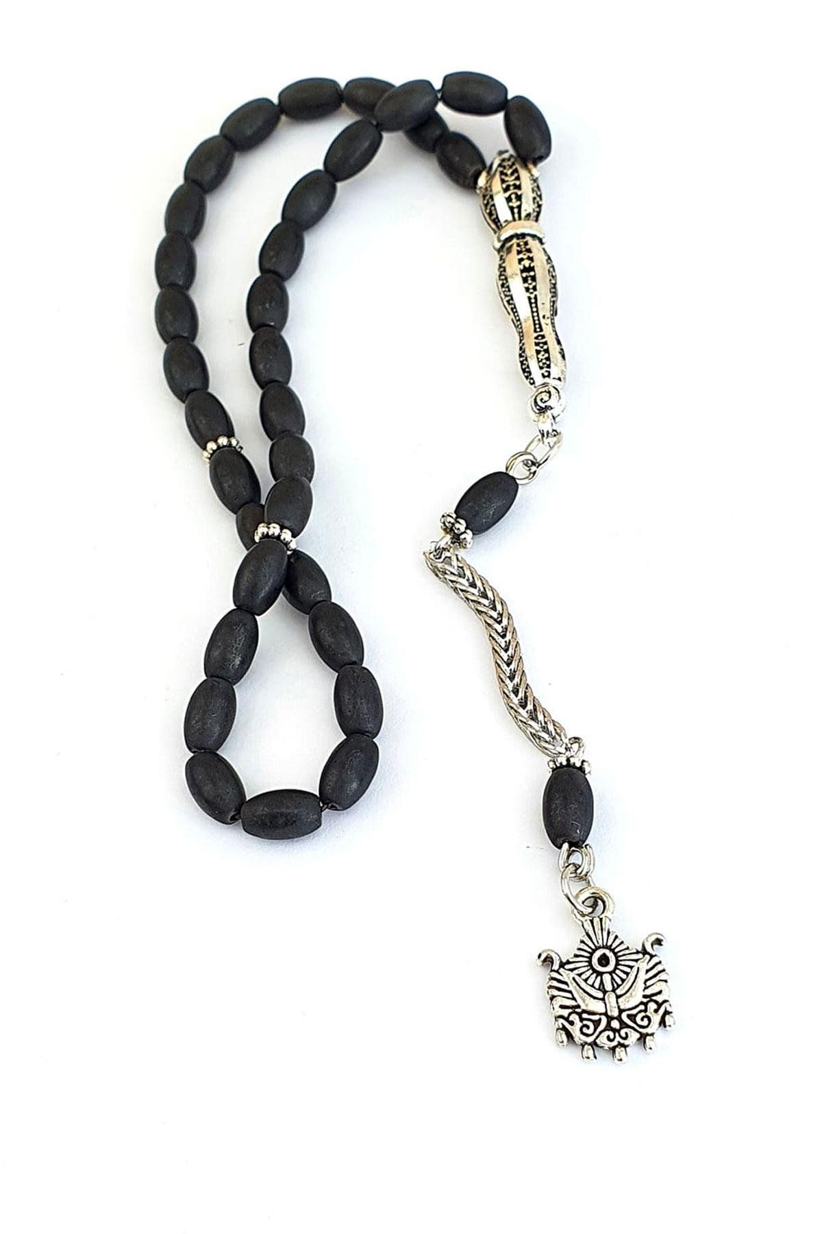 OSESHOP Mat Oniks Taşlı Çelik İmameli Arpa Tesbih