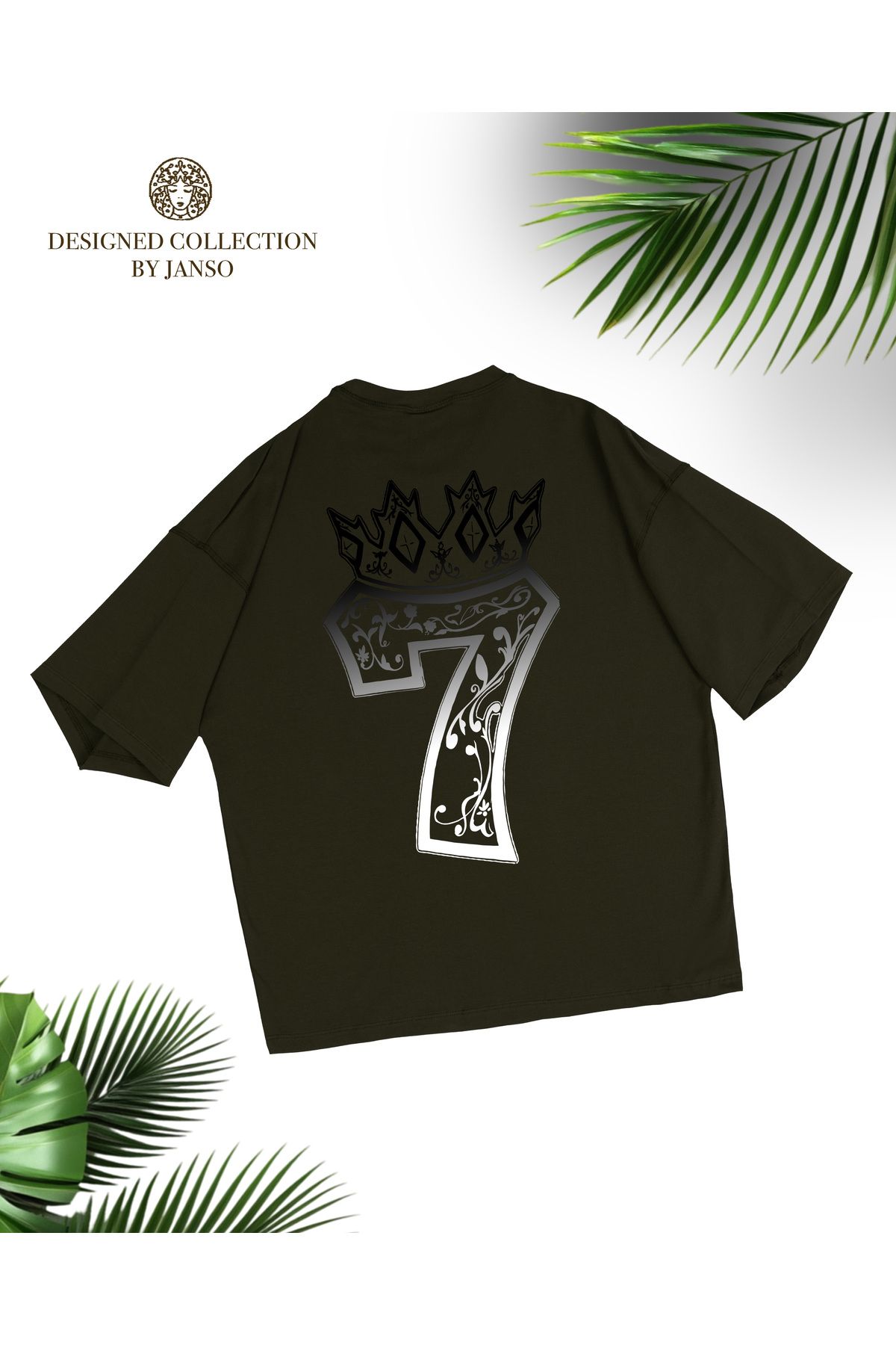JANSO GROUP -Kadın PAMUKLU BASKLI 7 Queen TSHIRT OVERSİZE BÜYÜK BEDEN