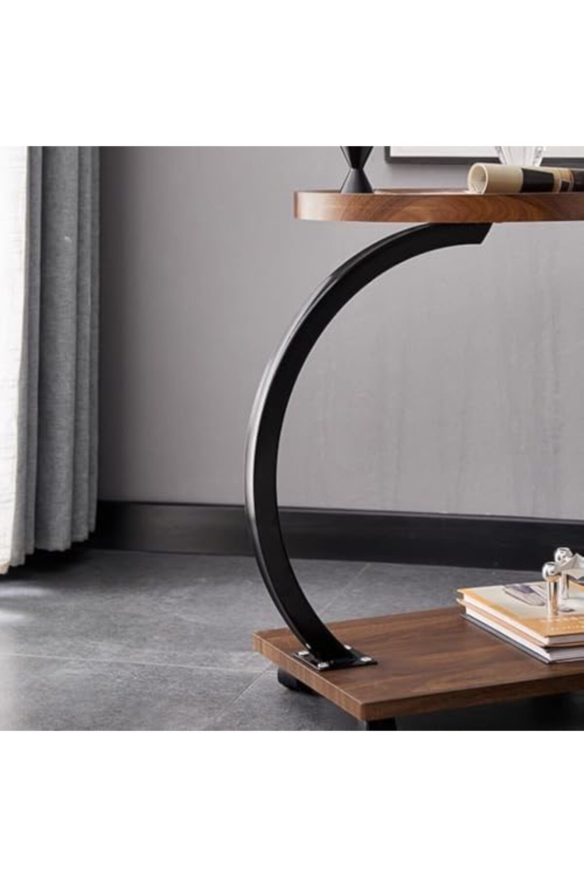 Generic-Modern Coffee Table, C-Shaped End Table with Wheels, Sofa Snack Table, End Table for Small Space, St 6