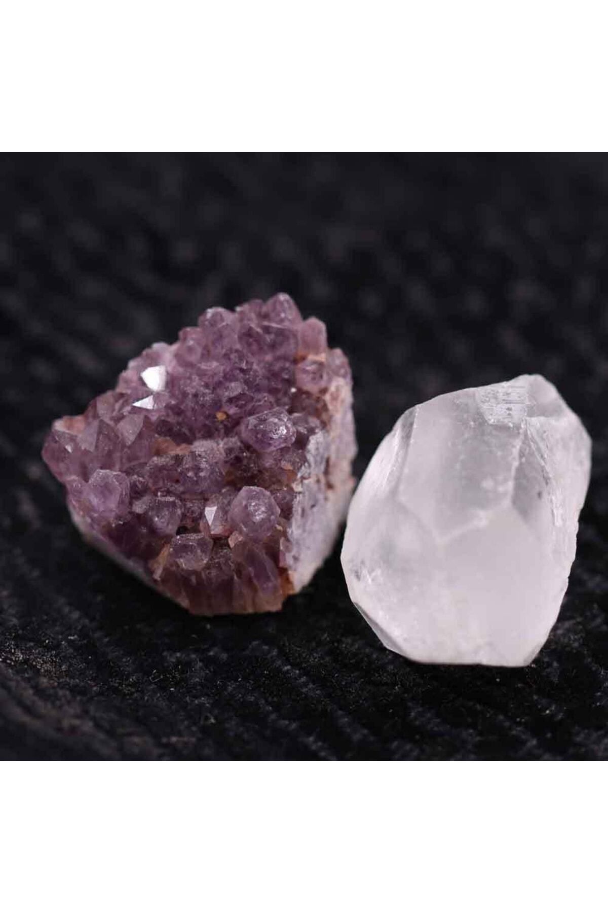 Elioure Doğal Ametist ve Kuvars Taşı Seti, Ham Kütle, 15-25 gr, 2'li Paket