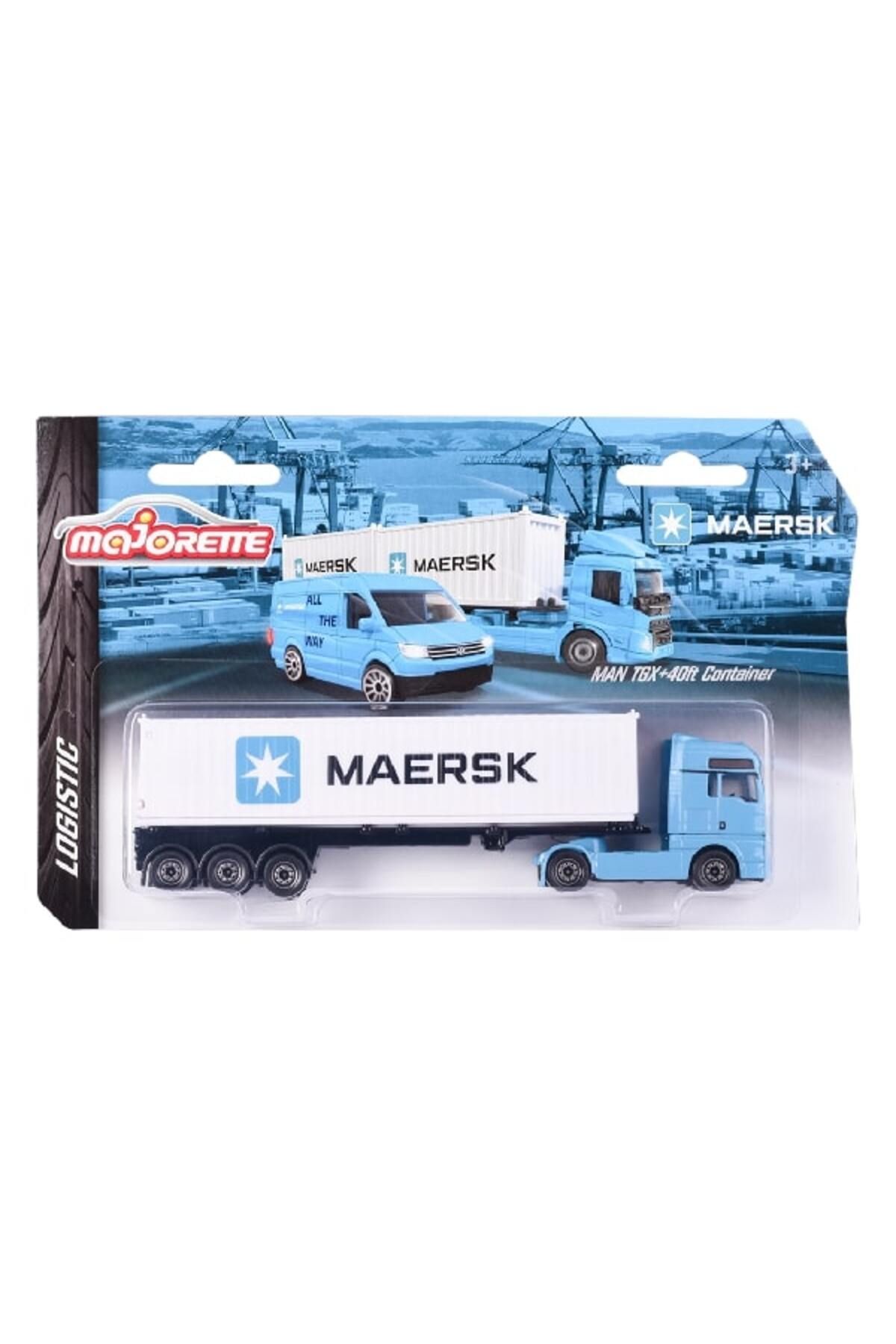 Majorette MAERSK TRANSPORT VEHİCLES, 3-ASST. MAN TGX+40FT CONTAINER