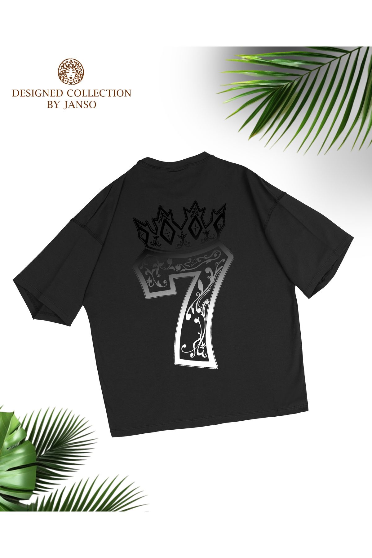 JANSO GROUP -Kadın PAMUKLU BASKLI 7 Queen TSHIRT OVERSİZE BÜYÜK BEDEN
