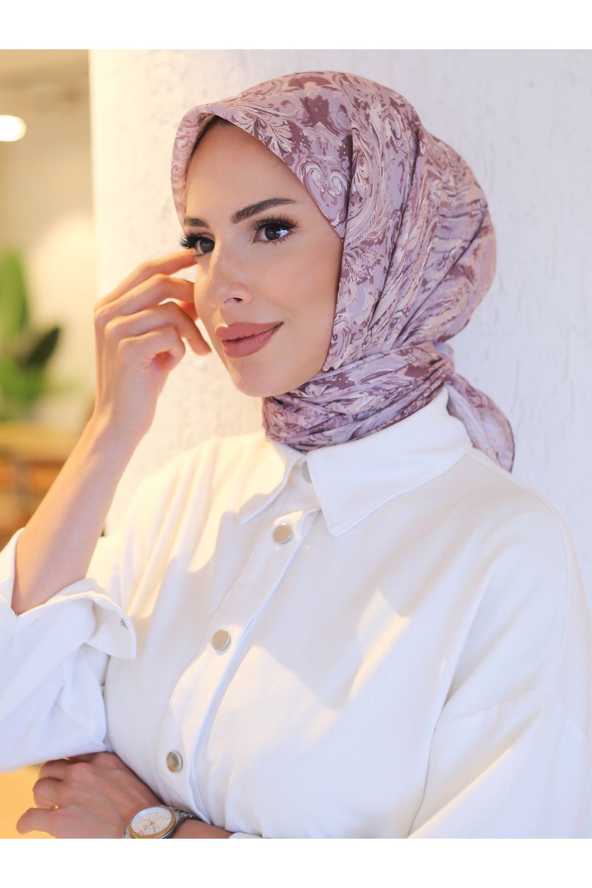efdal şal eşarp-Flora Pattern Imported Cotton Scarf 2