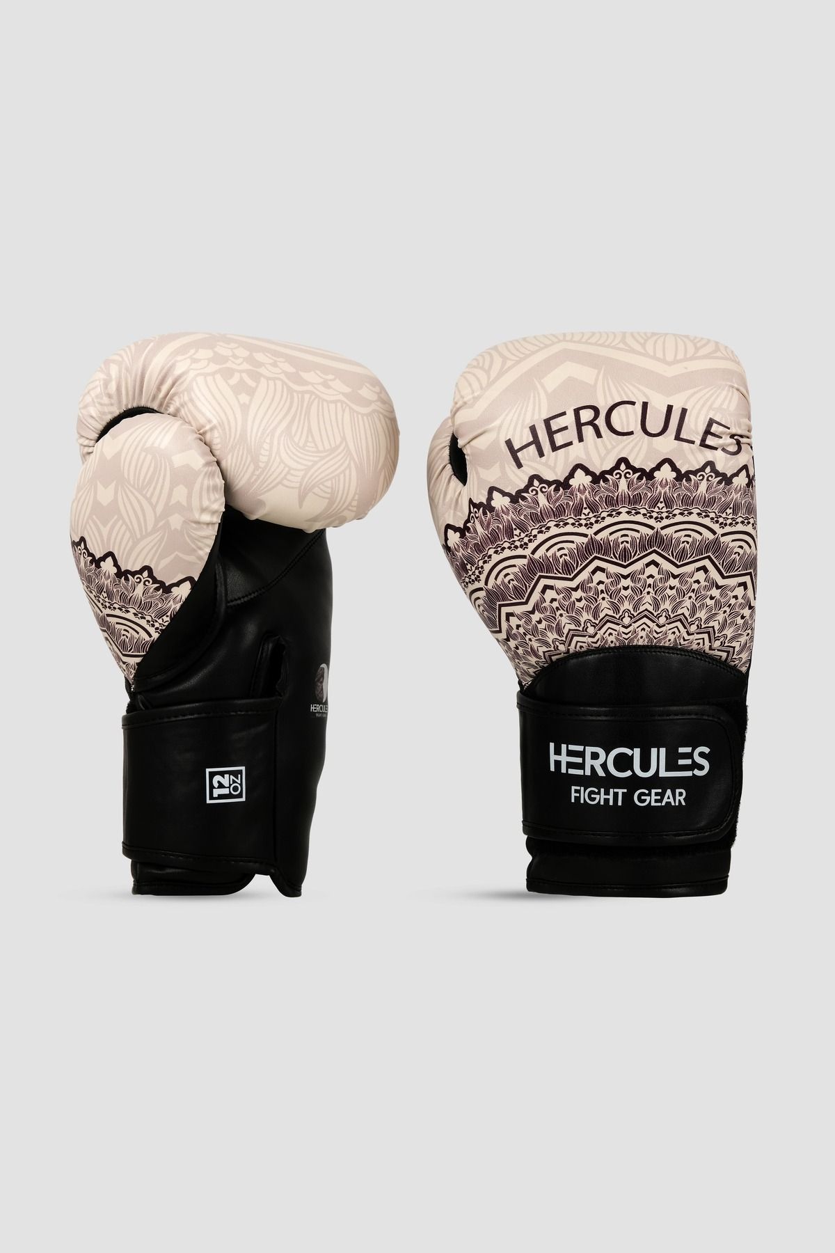 Hercules Fight Gear Desenli Bej Siyah Bordo Boks, Kickboks Eldiveni - Profesyonel Antrenman İçin