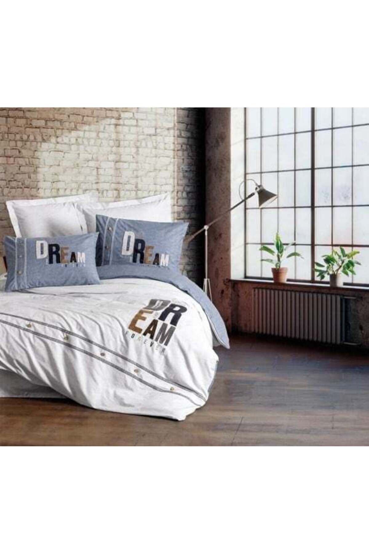 Modafiks Mood Nakışlı Ranforce Çift Kişilik Nev Takımı Forever Gri 8680108071144