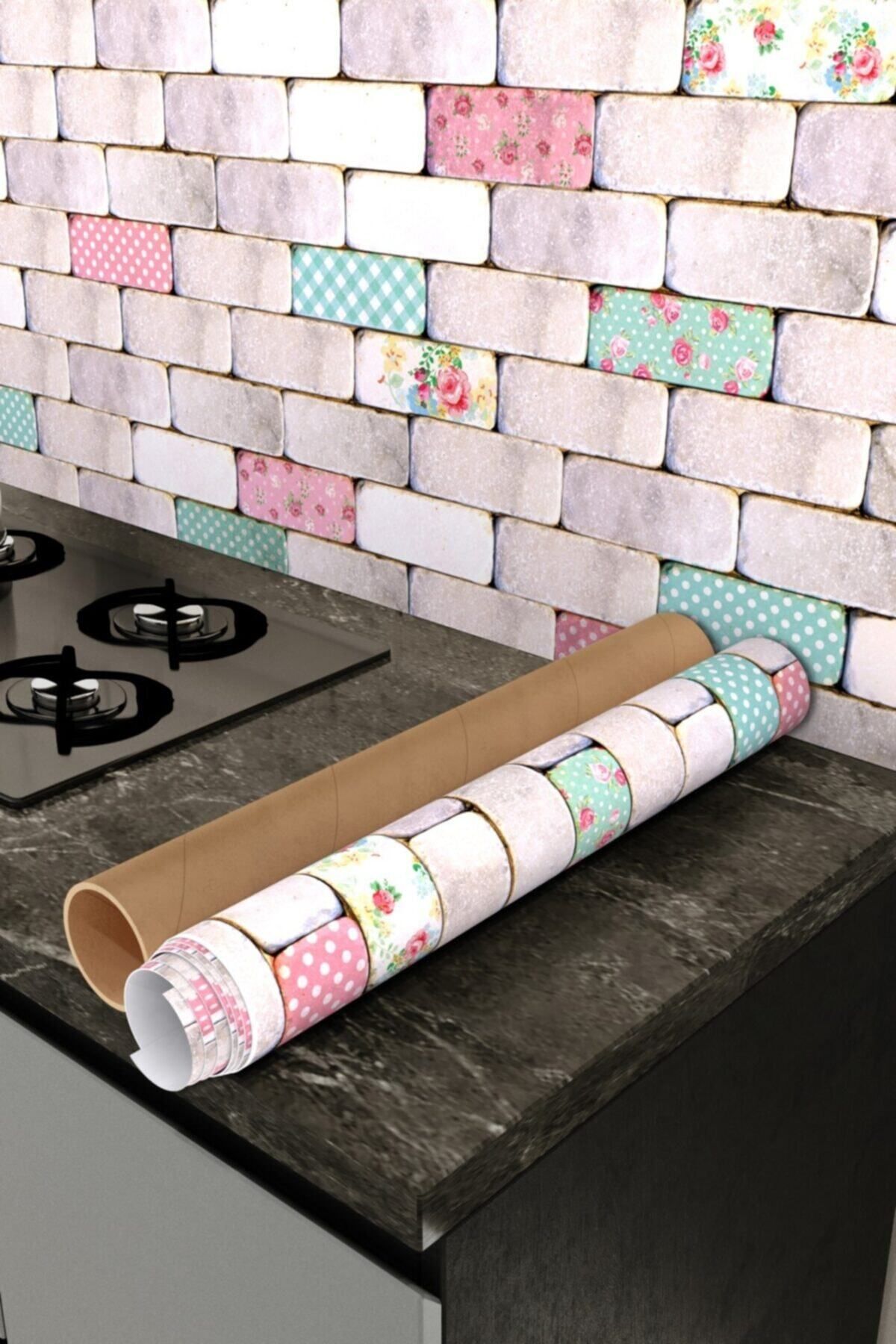 Elioure Mutfak tezgah arası yapışkanlı folyo 65 cm x 2 metre, şık ve pratik kullanım sağlar