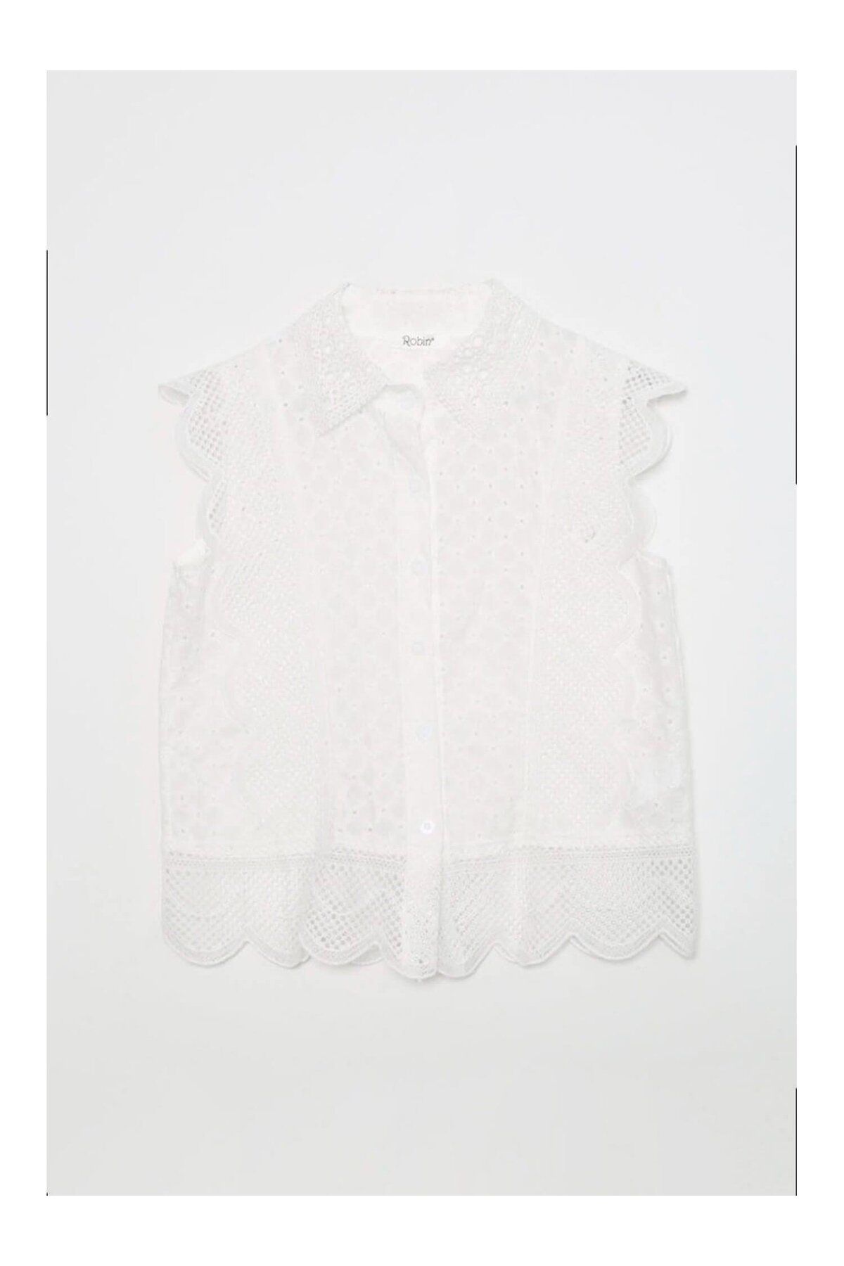 Coral Dantelli Yelek Ekru