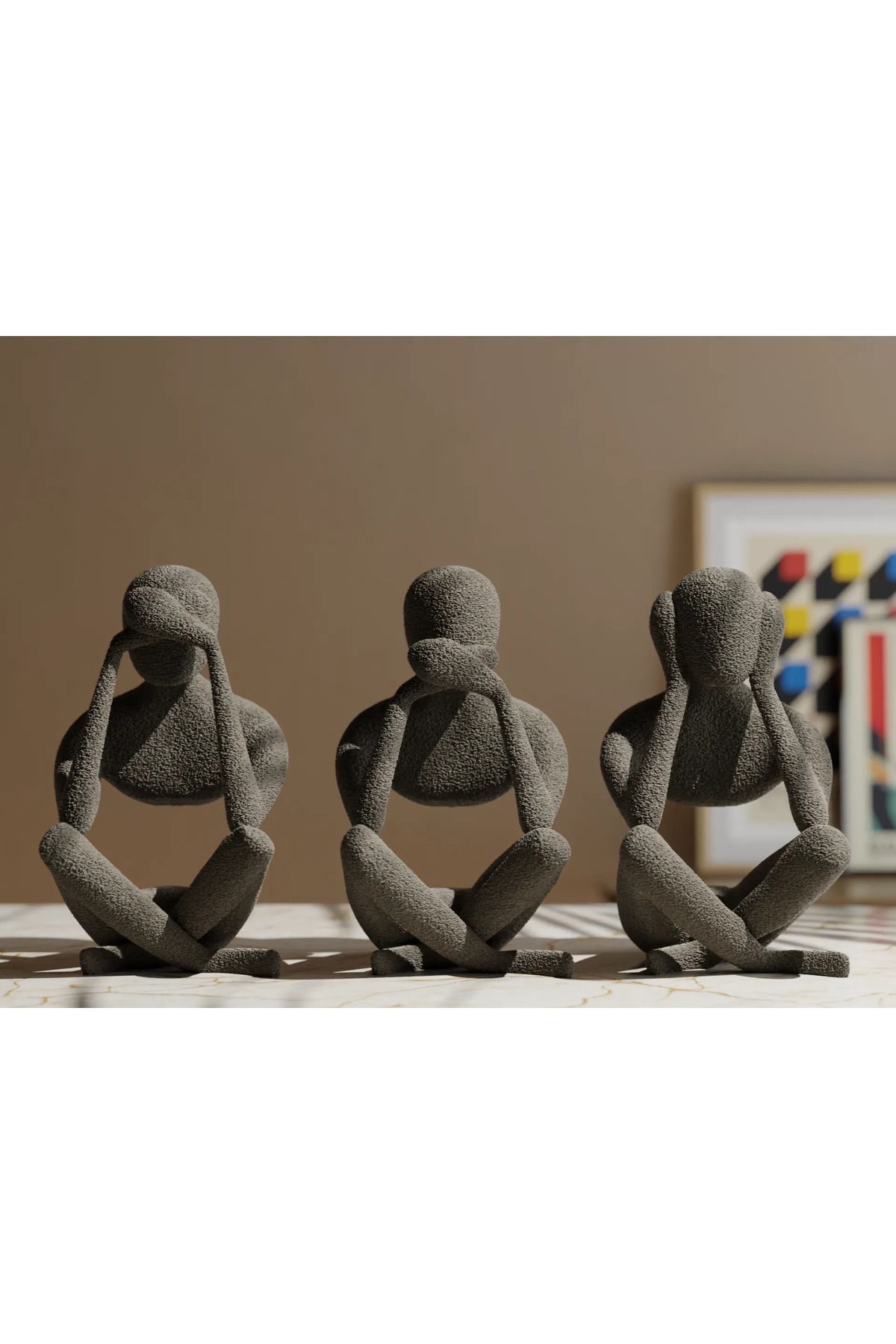 Pixelart3D İskandinav tarzı 3'lü heykel biblo dekor dekorasyon