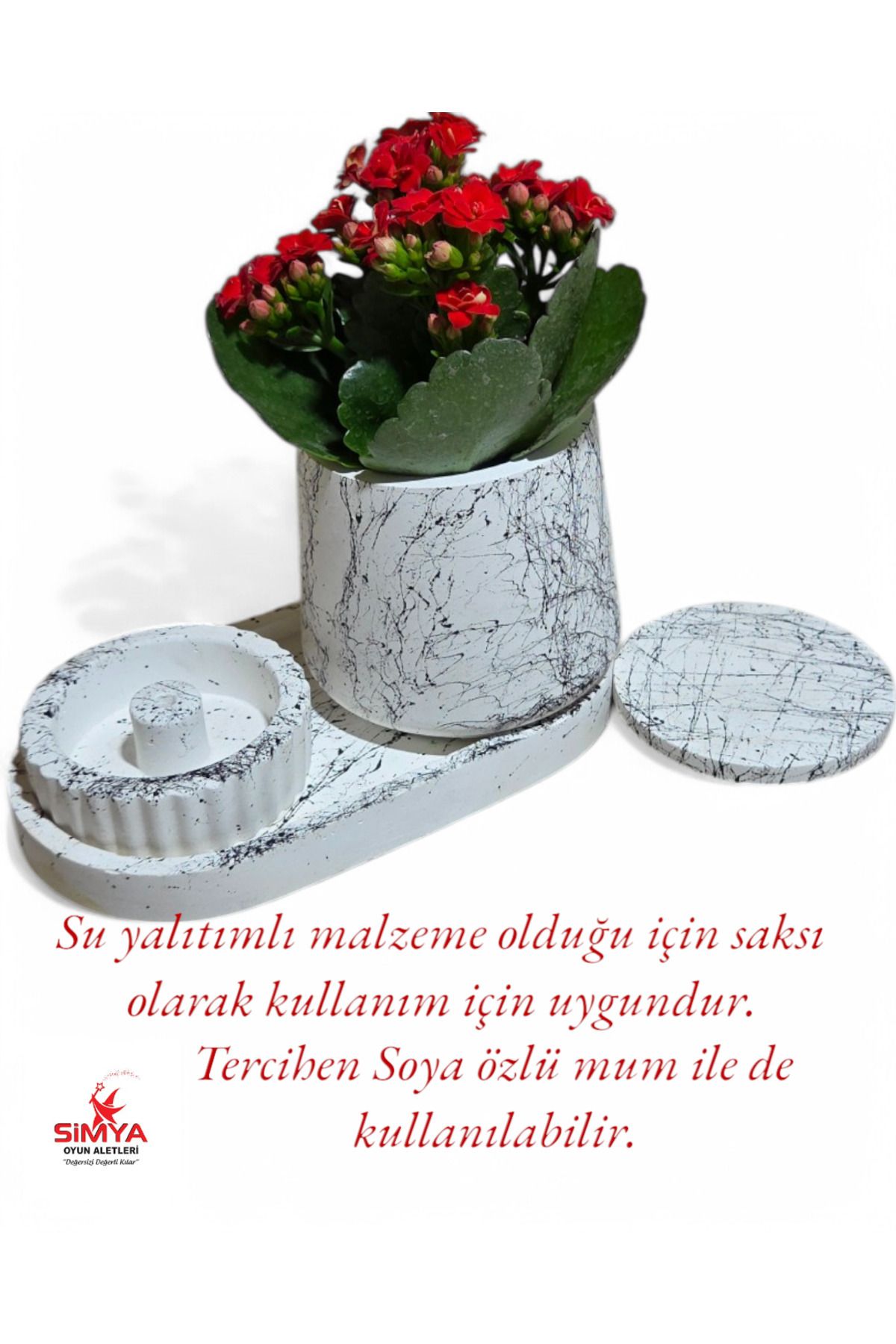 Elioure Mermer Desenli Dekoratif Aksesuar Seti, Vazo ve Tütsülük, Şık ve Zarif Tasarım