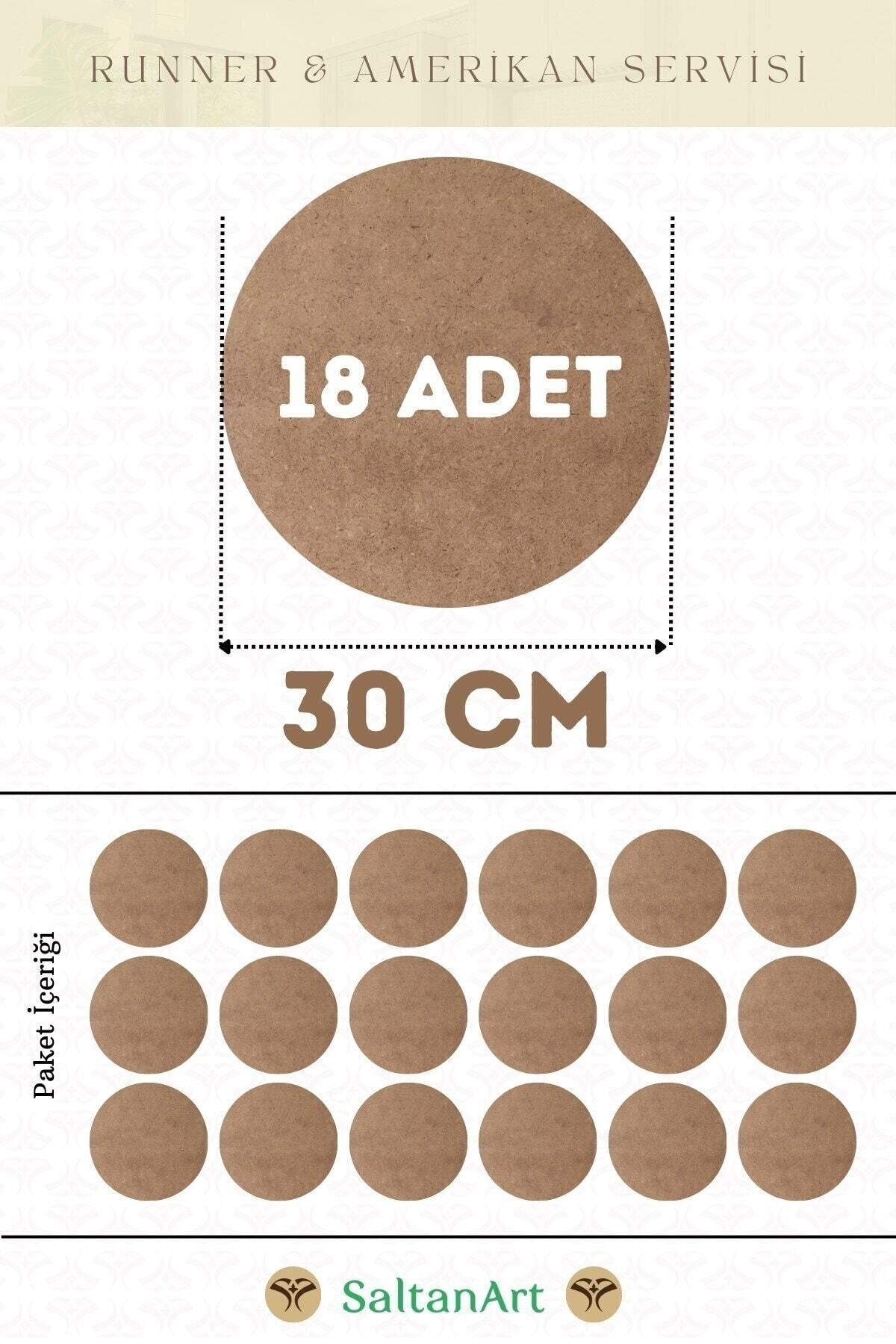 Elioure 30 cm çapta 18 adet MDF supla ve runner seti, şık ve dayanıklı tasarım