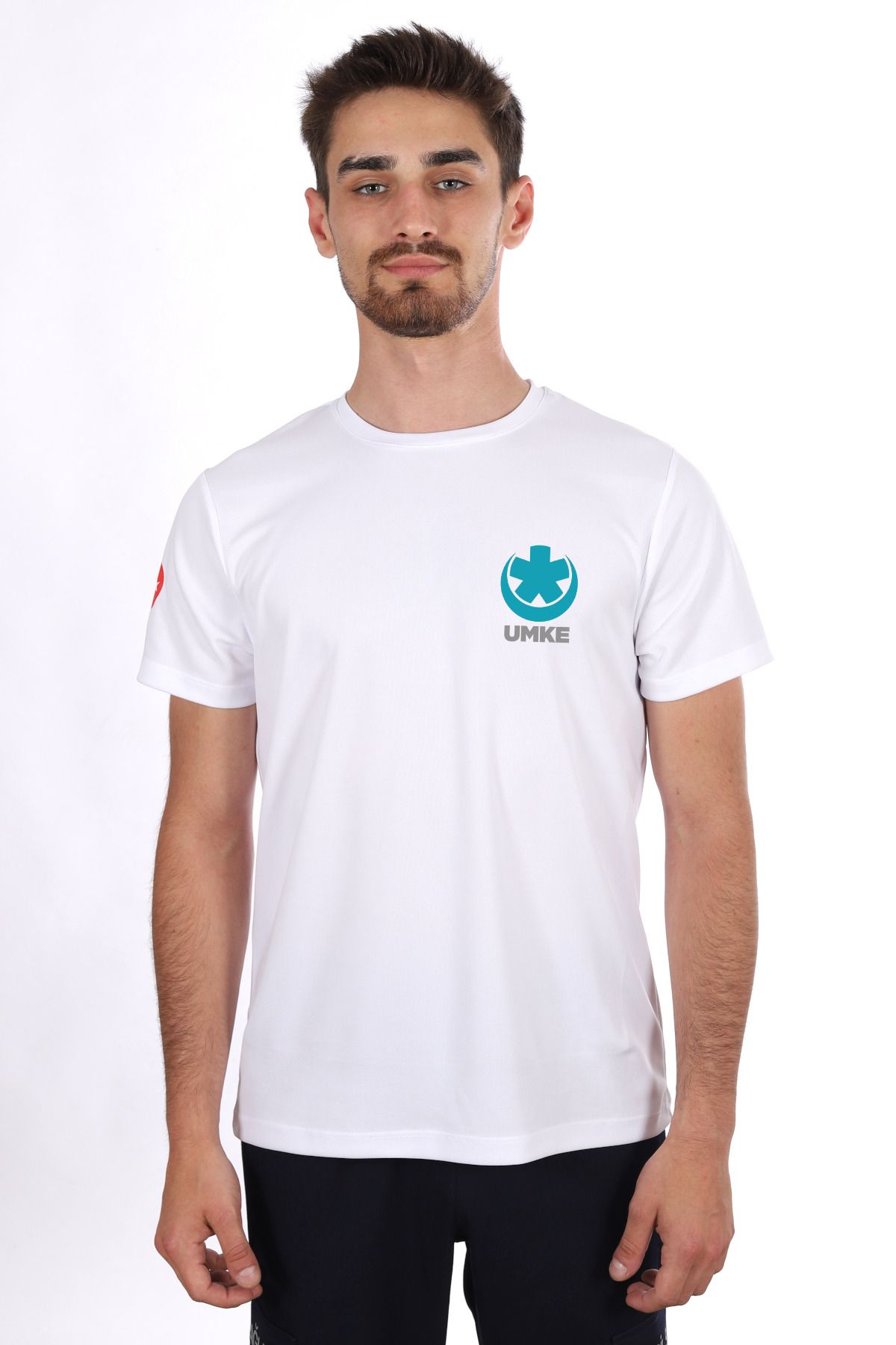 Pratik Medikal Beyaz UMKE Dry Touch Bisiklet Yaka Tişört Unisex