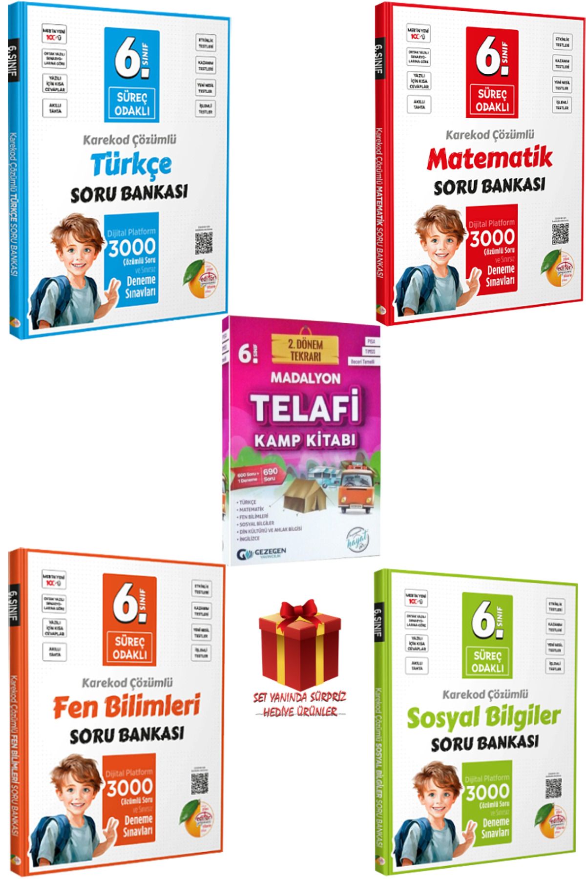 Editör Yayınevi 6. Sınıf Türkçe+ Matematik+ Sosyal Bilgiler+ Fen Bilimleri Soru Bankası+ Kamp Kitabı+ Hediye