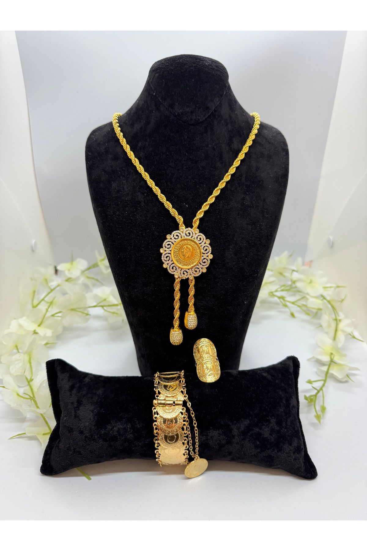 Constanza Exclusive 22 Ayar Altın Kaplama Tuğralı Set Lvd503